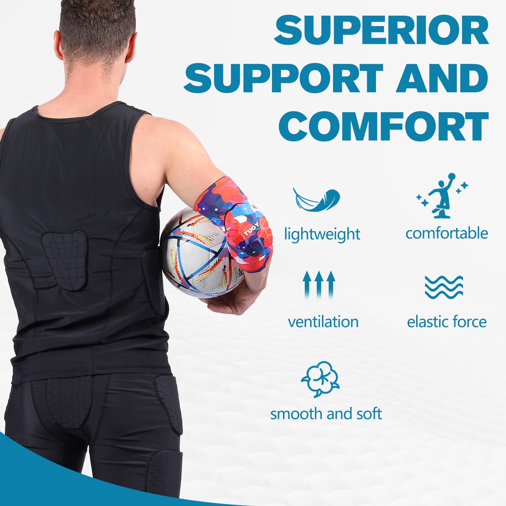 Compression Elbow Pads with Padding - Protective Arm Sleeves for Basketball, Football, Baseball & Volleyball - Ideal for Sports Training, Workouts & Injury Prevention