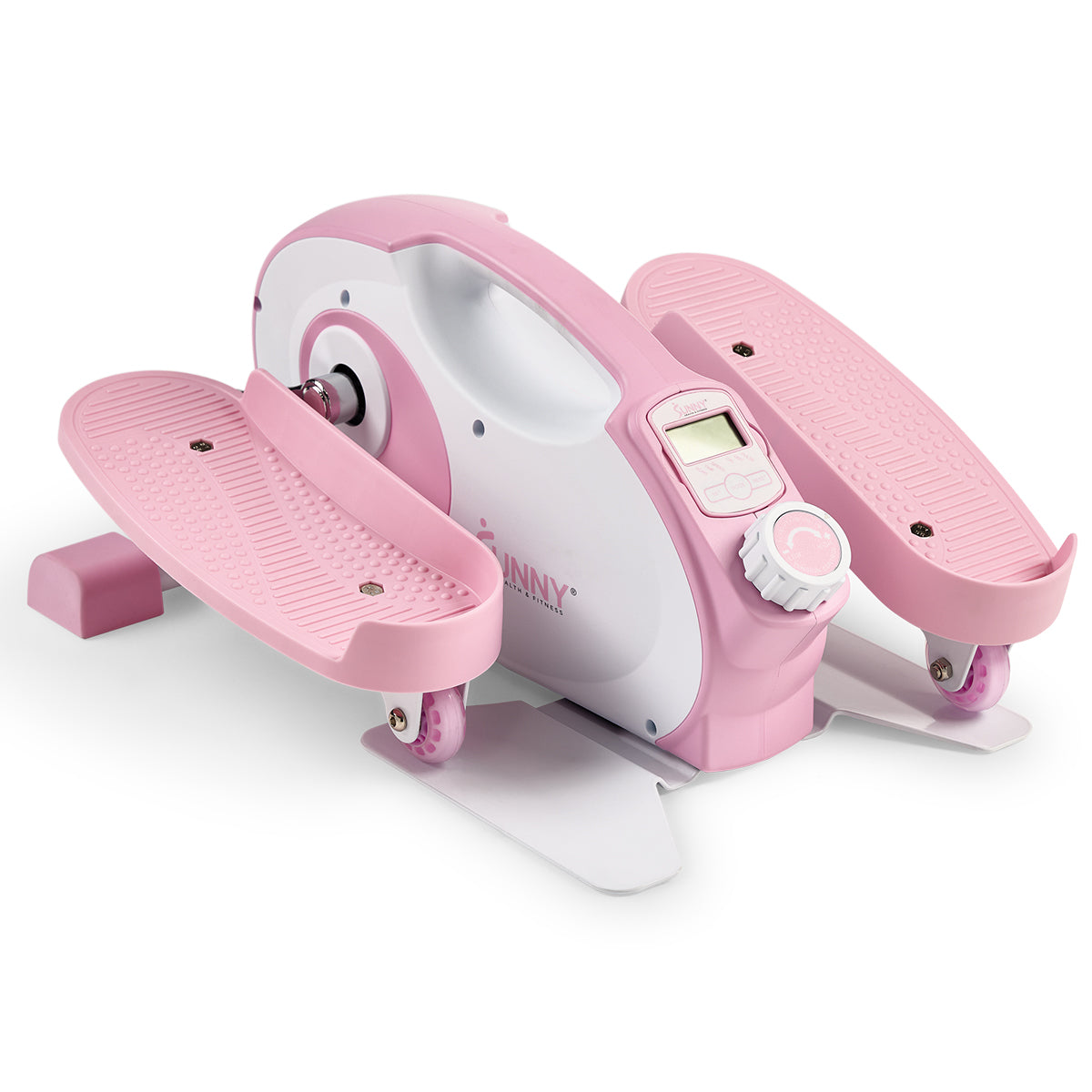 Smart Pink Under Desk Mini Elliptical Exercise Machine for Home & Office - Portable Foot Pedal Exerciser for Legs & Arms Workout While Sitting or Standing