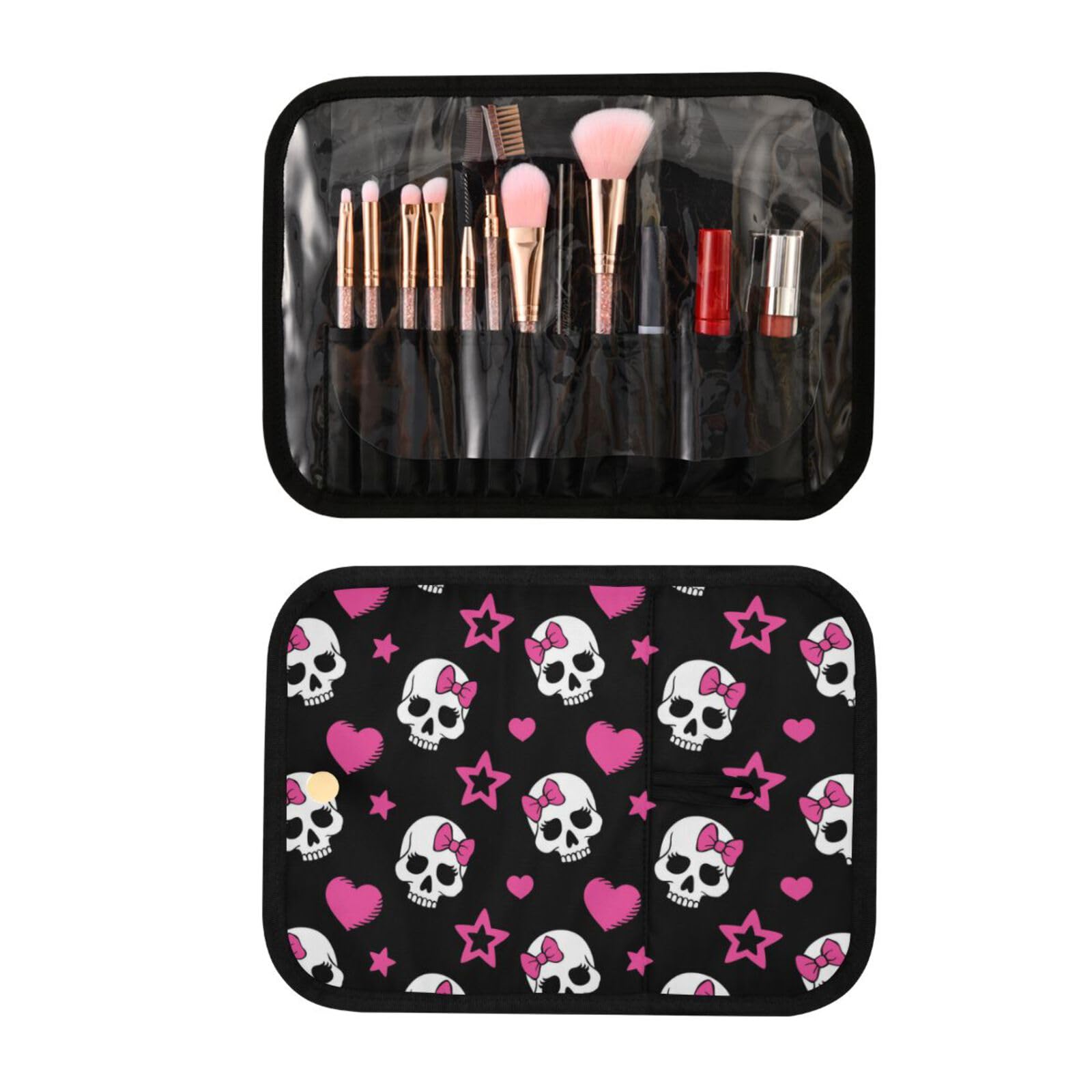 MNSRUU 3-Piece Hanging Toiletry Bag Set - Waterproof Travel Makeup Organizer with Clear Compartments | Skull Design for Men & Women | Perfect for Gym, Camping, and Airplane Carry-On