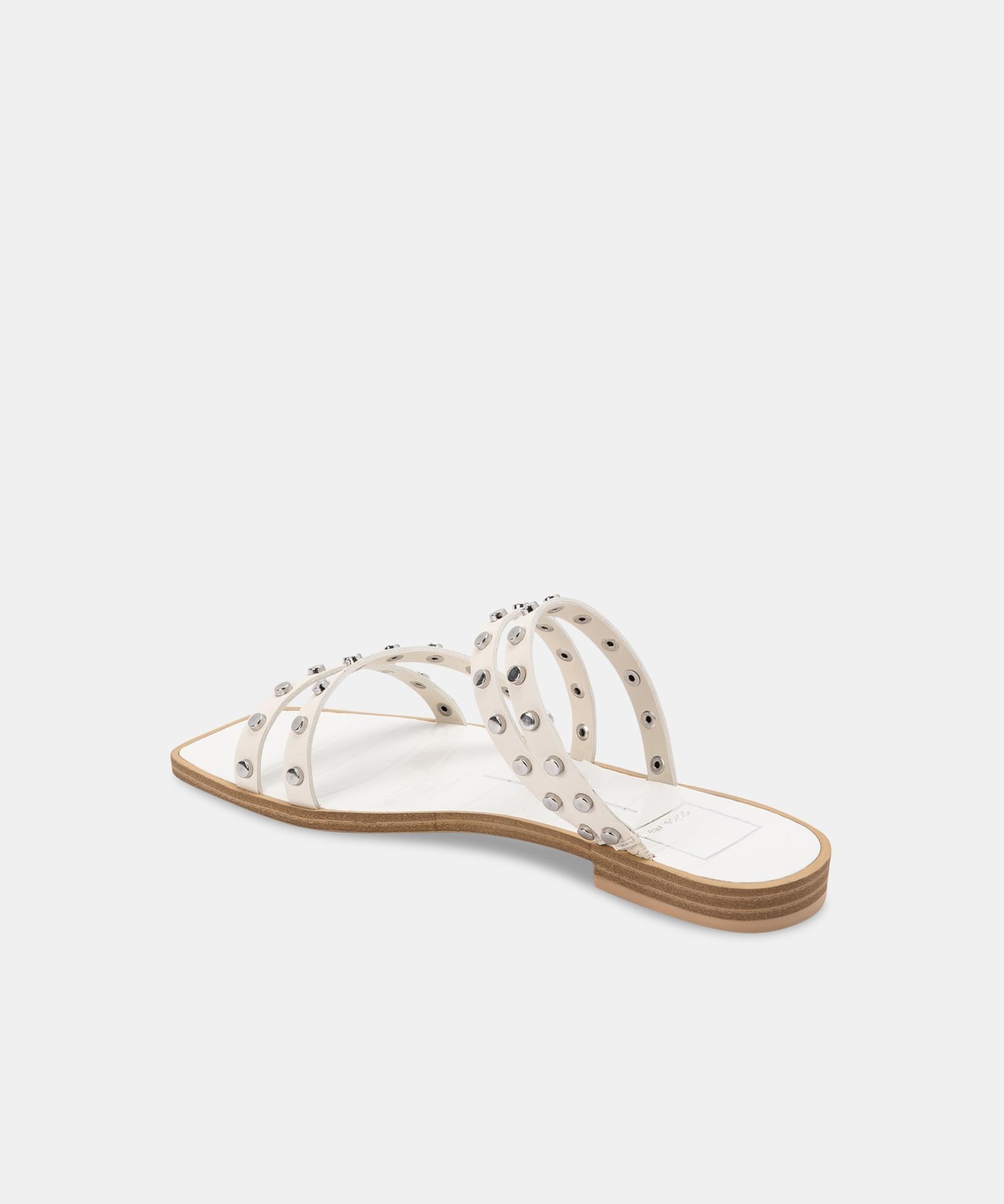 IZABEL Studded Sandals for Women - Off White Stella | Comfortable & Stylish Summer Shoes | Perfect for Beach, Parties & Casual Outings