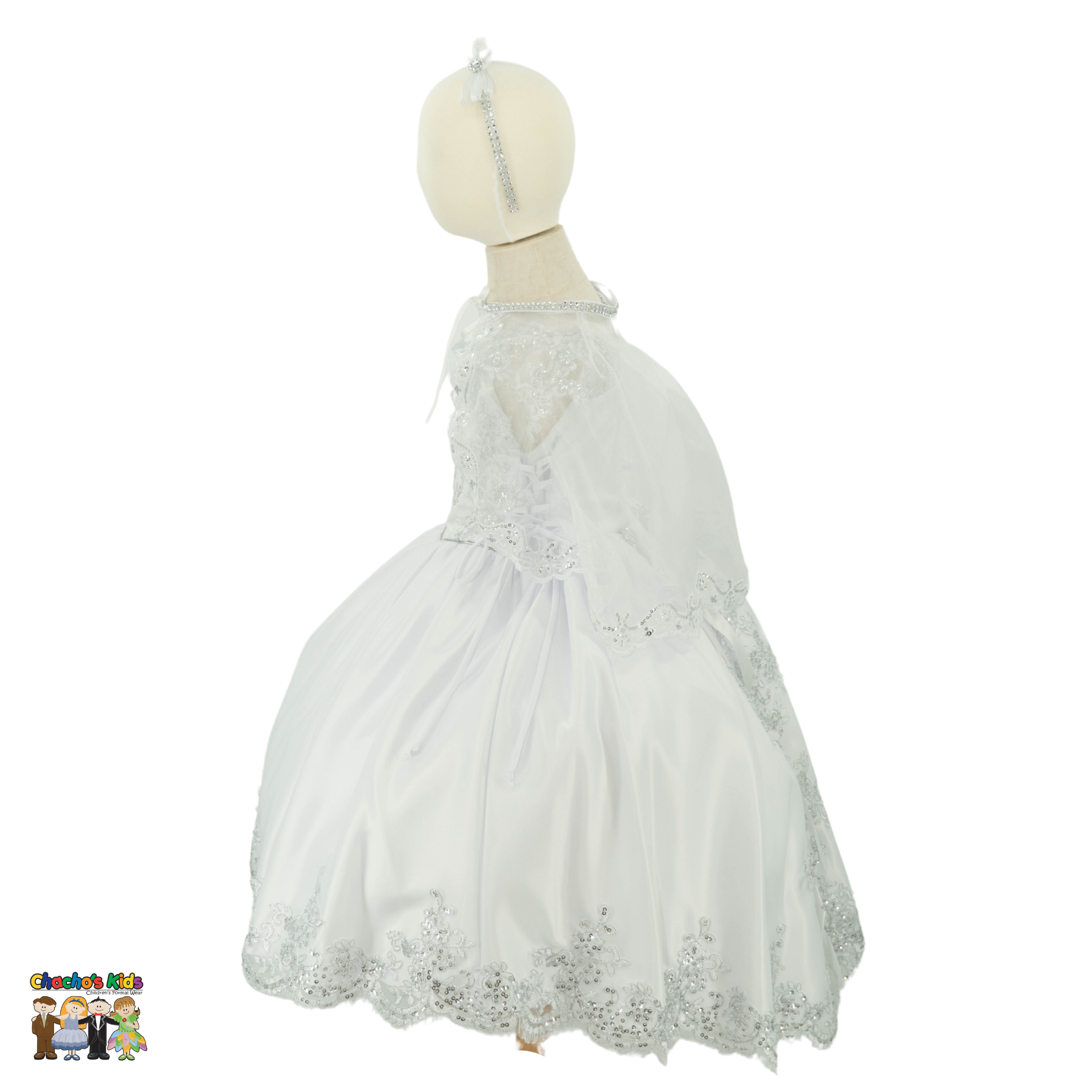 Girls Baptism Dress - Elegant White Lace Gown for Christening & First Communion - Perfect for Church Ceremonies & Special Occasions