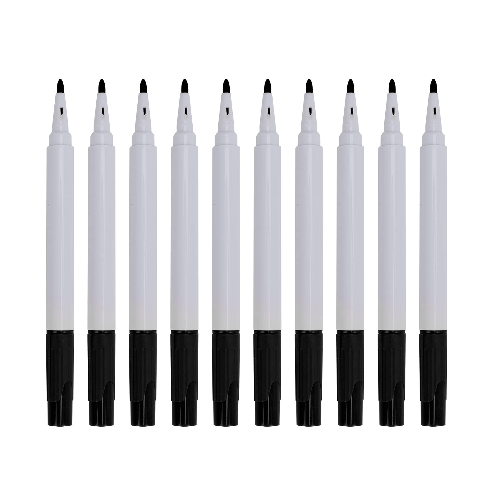 10-Pack Liquid Chalk Markers - Dust-Free Erasable Whiteboard Pens, Water-Based Non-Toxic Wet Erase Fine Tip Chalkboard Markers for Office, Classroom & Home Use - Black Ink (10 Count)