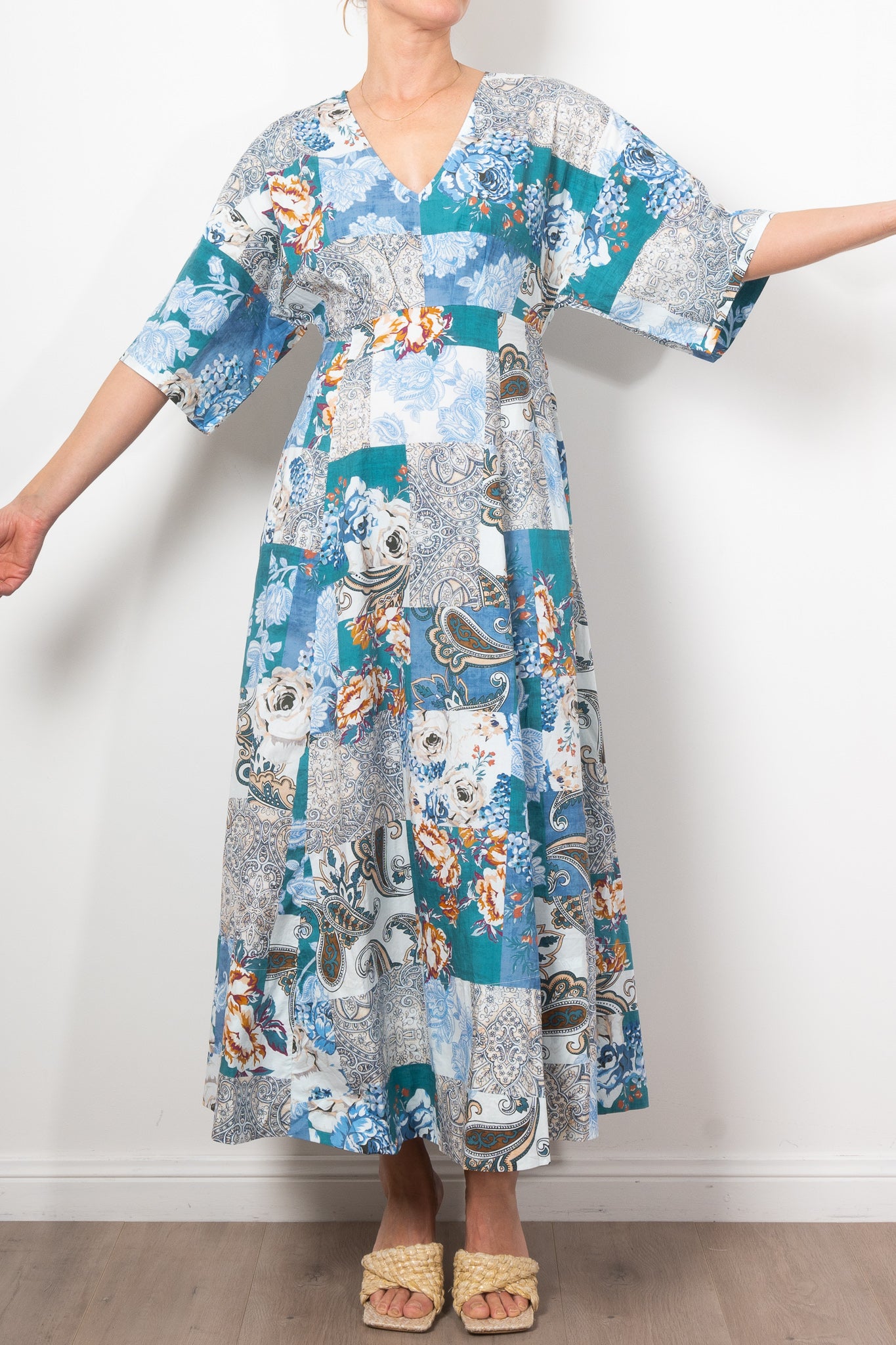 Kinney Ellis Patchwork Dress - Stylish Boho Floral Print Maxi Dress for Women | Perfect for Summer Vacations, Beach Parties & Casual Outings
