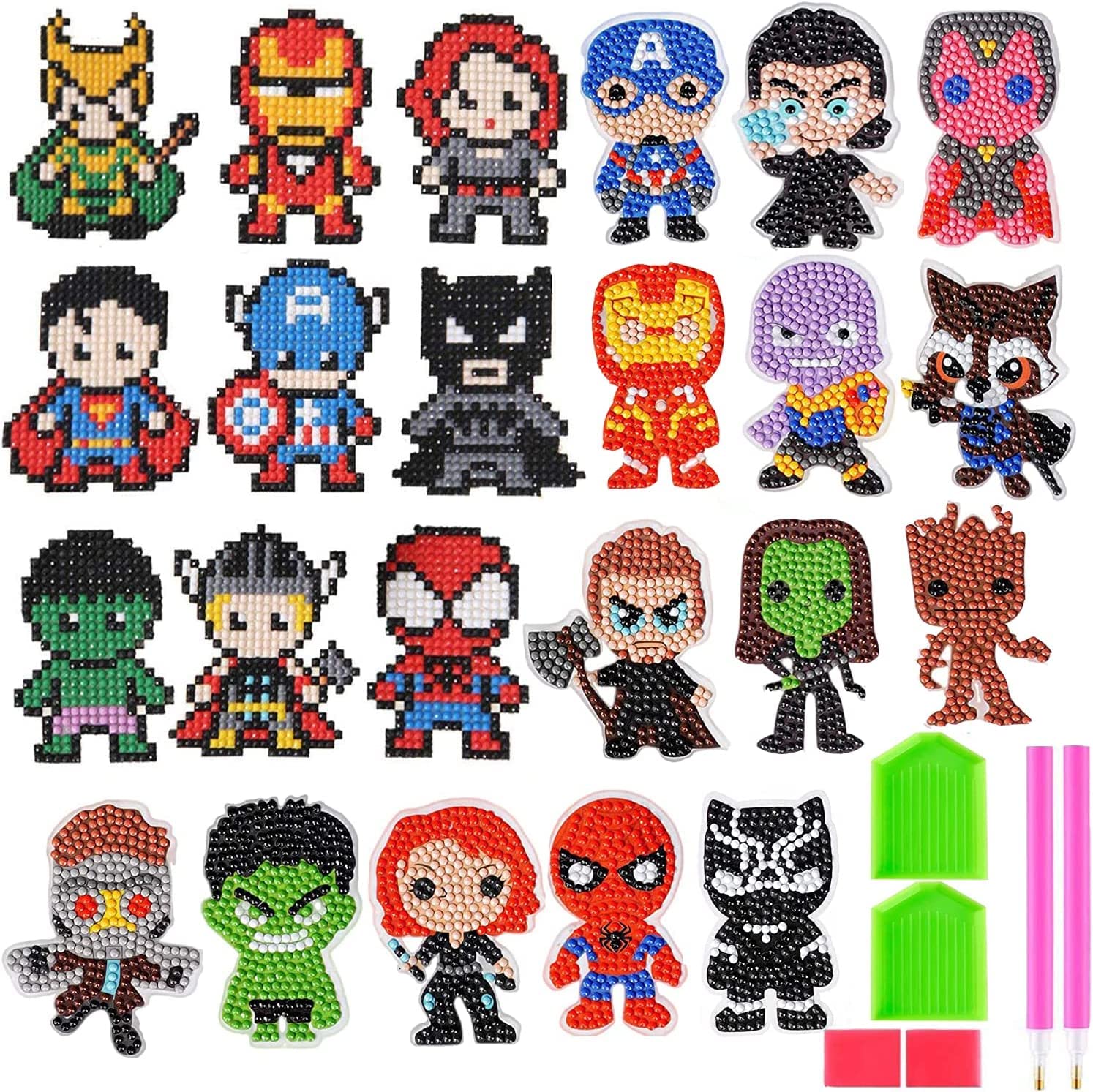 5D Diamond Painting Kits for Kids & Adults - DIY Diamond Art Mosaic Stickers, Paint by Numbers Craft Kit for Beginners (Heroes Theme) - Perfect for Home Decor, Gifts & Stress Relief Activities