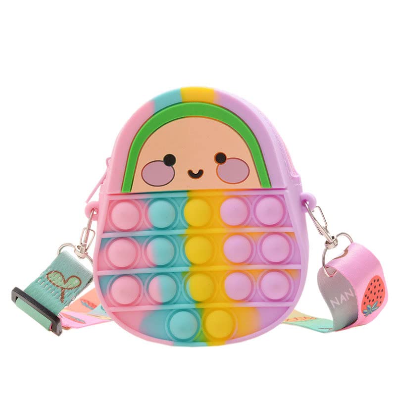 **Cute Cartoon Silicone Shoulder Bag for Girls & Women - Sensory Anxiety Relief Coin Purse & Backpack Toy - Perfect for School, Travel, and Stress Relief**