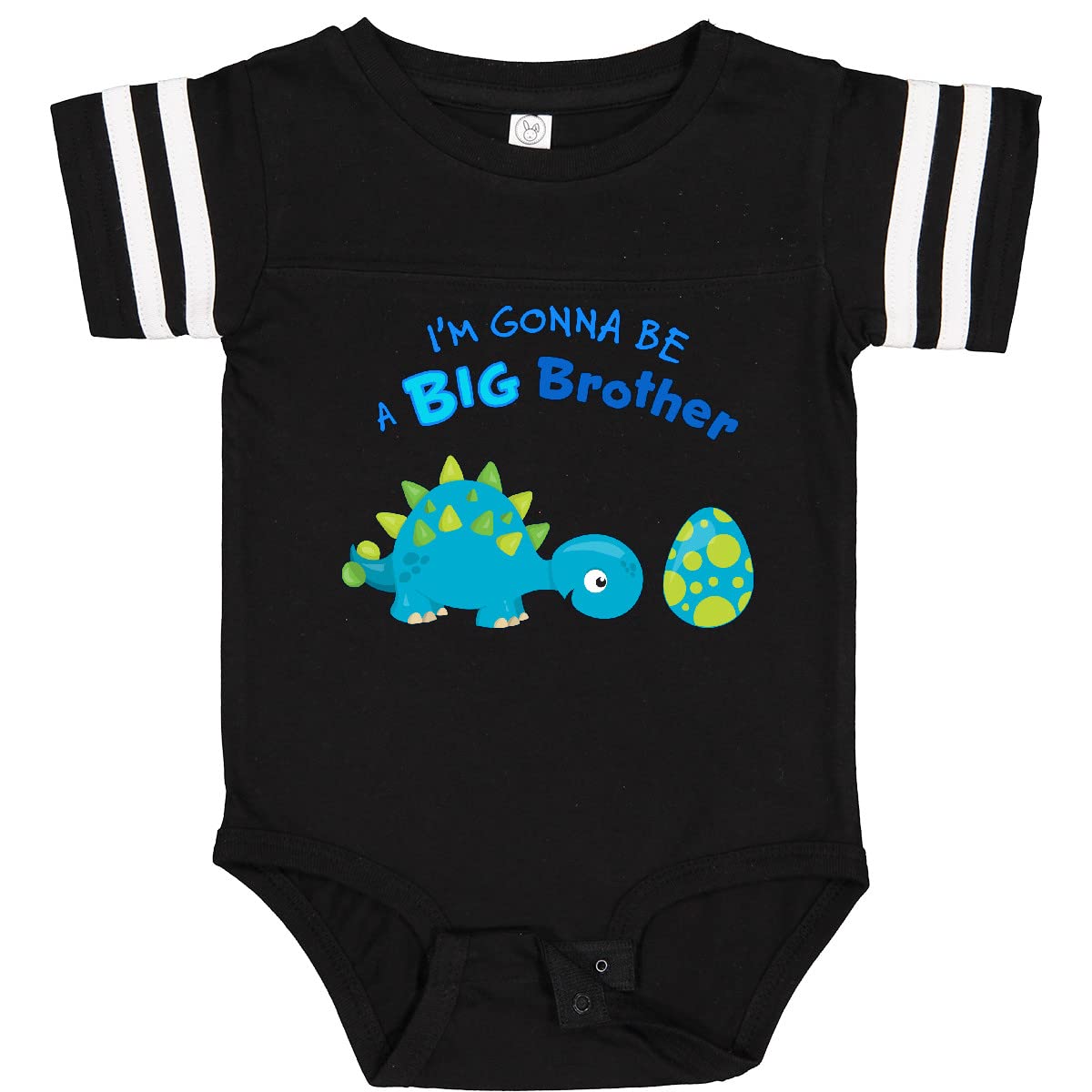Inktastic Happy Dinosaur Future Big Brother Baby Bodysuit - Cute Dinosaur Print Onesie for Newborn Boys & Girls - Perfect Sibling Announcement Gift for Baby Showers & Birthdays