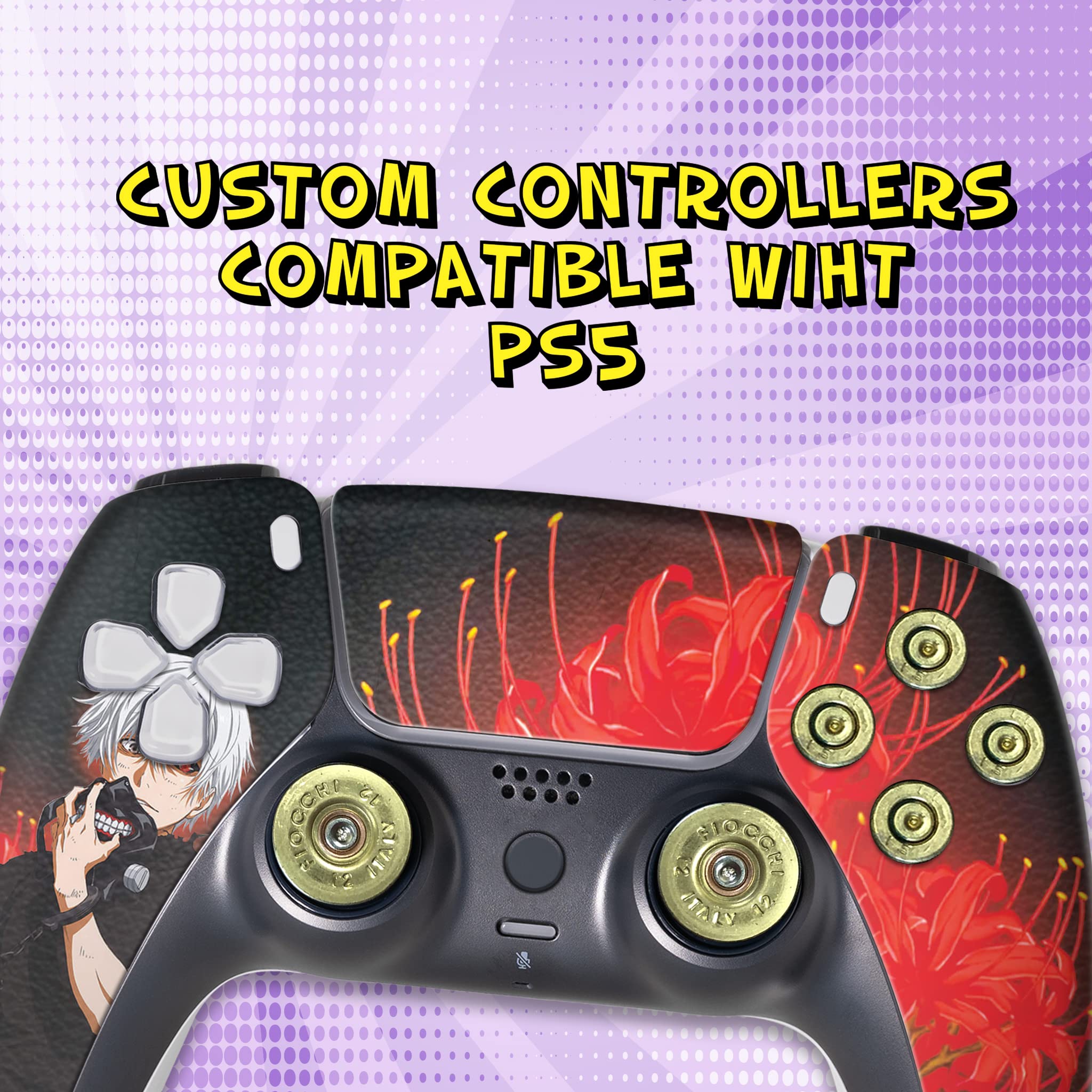 Tokyo Ghoul Custom Wireless PS5 Controller - Compatible with Playstation 5 Console | Hydro-Dip Printed Gamepad (Not Just a Skin) | Officially Licensed, USA Made - Perfect for Gaming, Collecting & Anime Fans