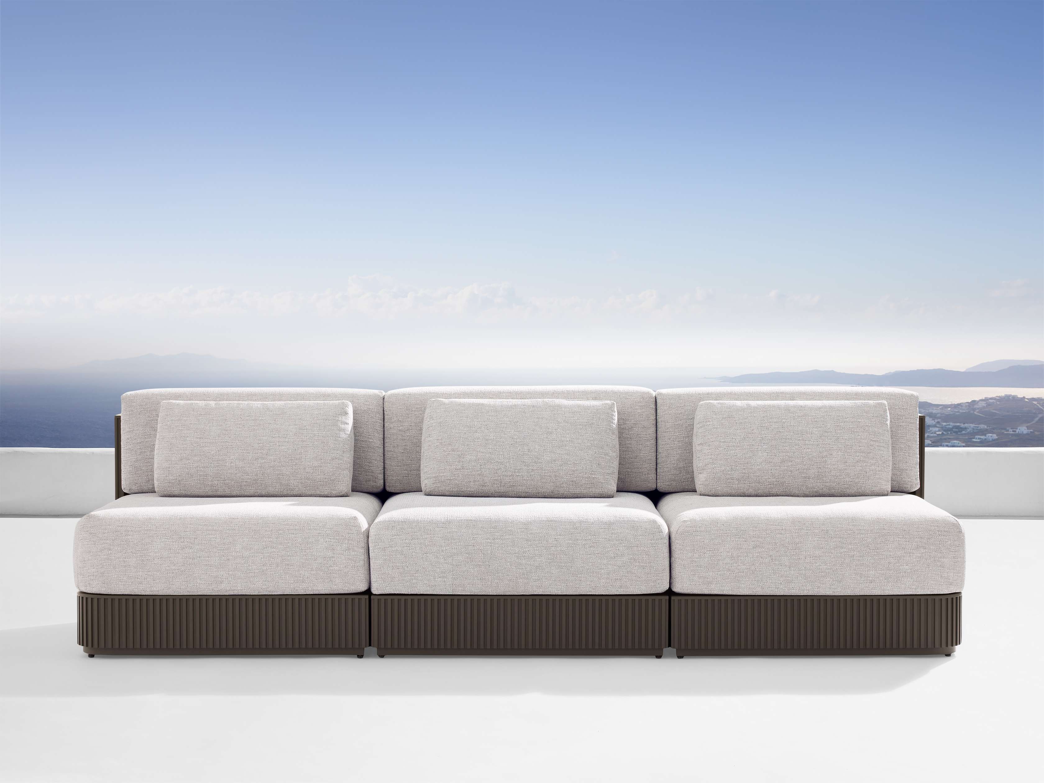 Beaumont Outdoor Aluminum 3-Piece Modular Sofa Set - Patio, Garden, Poolside & Backyard Furniture for Relaxing & Entertaining