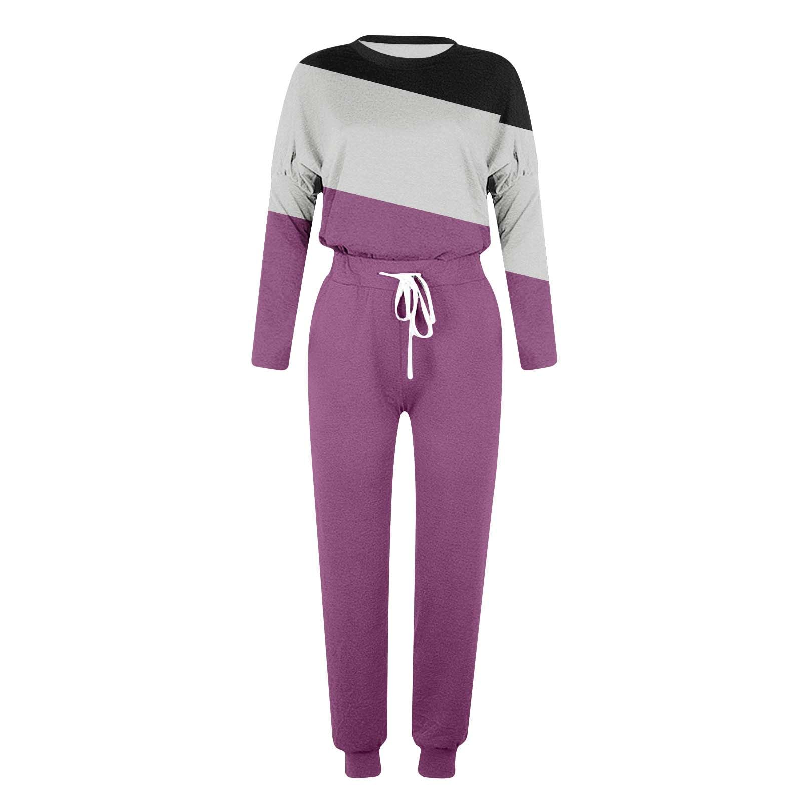 Jsaierl Women's 2-Piece Workout Sets - Long Sleeve Sweatsuits & Lounge Wear | Comfortable Yoga Outfits for Gym, Running & Home Relaxation