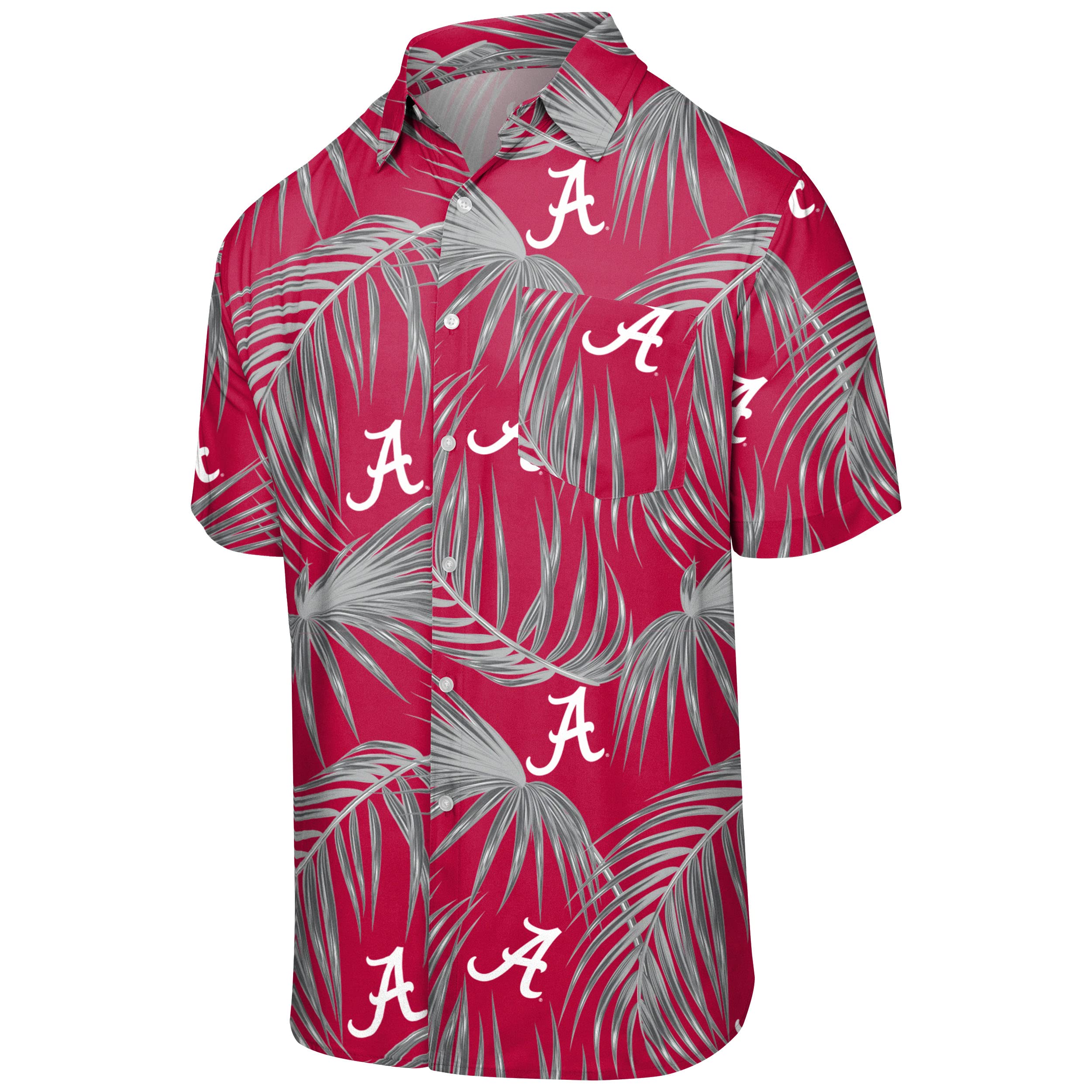 FOCO NCAA Men's Floral Hawaiian Shirt - Officially Licensed College Team Design - Lightweight Breathable Button-Up for Beach, Vacation & Summer Outfits