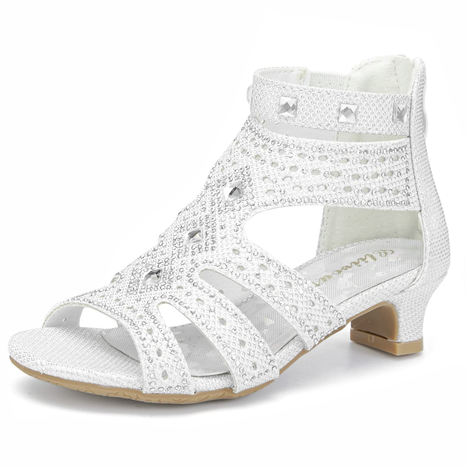 **Clivour Girls Glitter High Heel Dress Pumps - Sparkly Sandals for Wedding, Flower Party & Princess Costume | Toddler & Kids Formal Shoes**    *(Perfect for Birthday Celebrations, Pageants, Dance Performances & Special Occasions)*