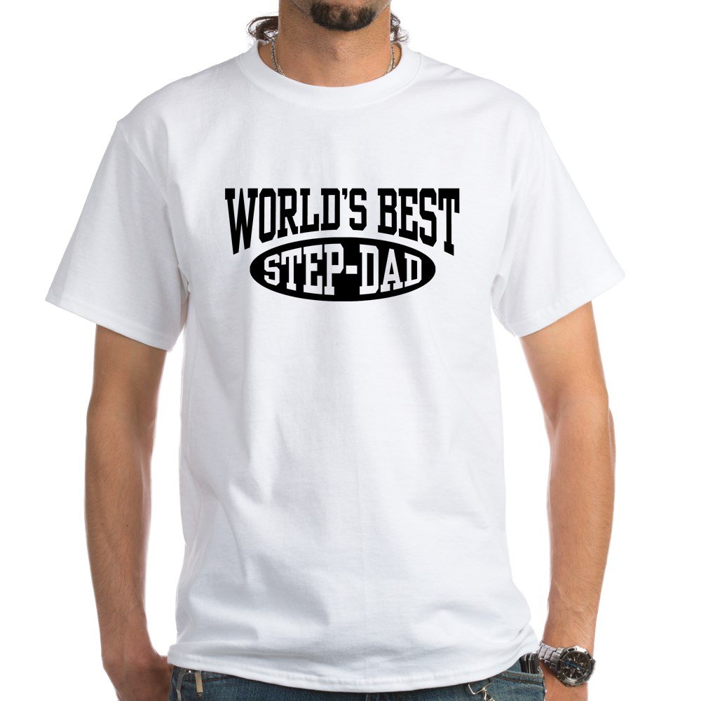 World's Best Step Dad Cotton T-Shirt - Comfortable White Tee for Father's Day Gifts, Family Reunions & Casual Wear