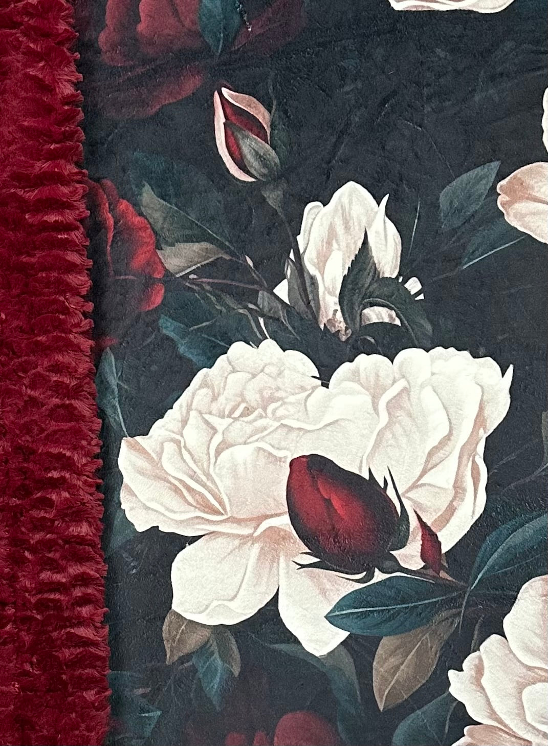 Gothic Rose on Merlot Luxury Large 55x79 Inch Minky Blanket - Ultra Soft & Durable Spoonflower Fabric - Perfect for Bedroom Decor, Cozy Sofa Throw, and Gift Giving