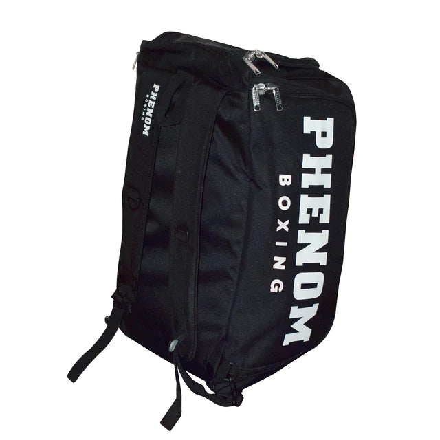 PHENOM Premium Boxing Gym Bag - Heavy Duty Duffle for Training, Black/White - Perfect for Boxing, MMA, Fitness & Travel