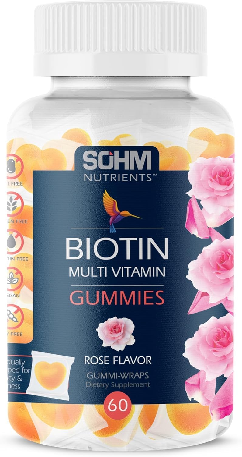 SOHM Biotin Gummies for Hair Growth, Skin & Nails - 5000mcg Biotin Supplement for Men & Women - Delicious Multivitamin Gummies for Adults - Perfect for Daily Hair Care & Beauty Routine