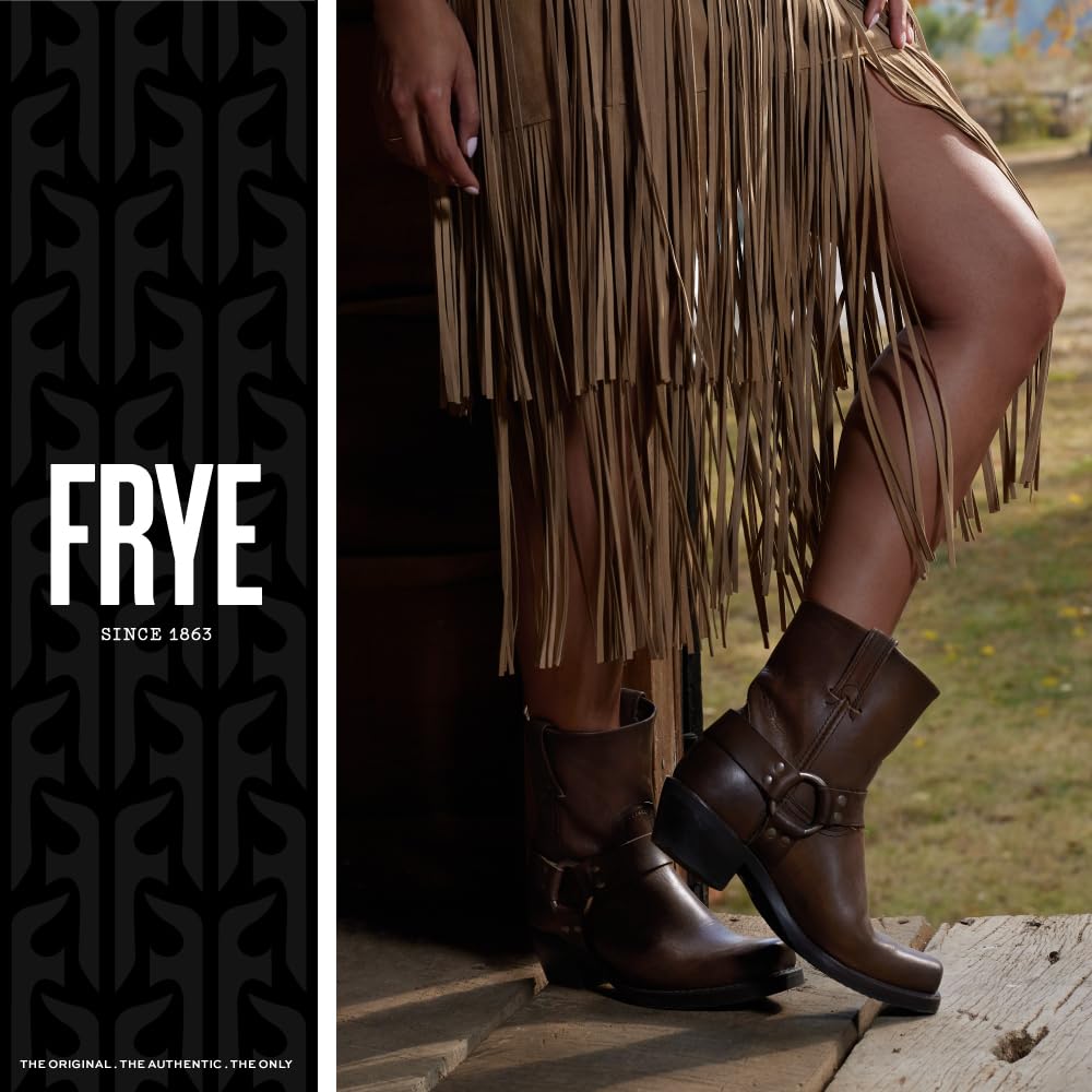 Frye Women's Harness 8R Boots - Italian Washed & Oiled Leather, Stacked Heel, Rubber Outsole | Western Style, Riding, Casual Wear & Outdoor Activities