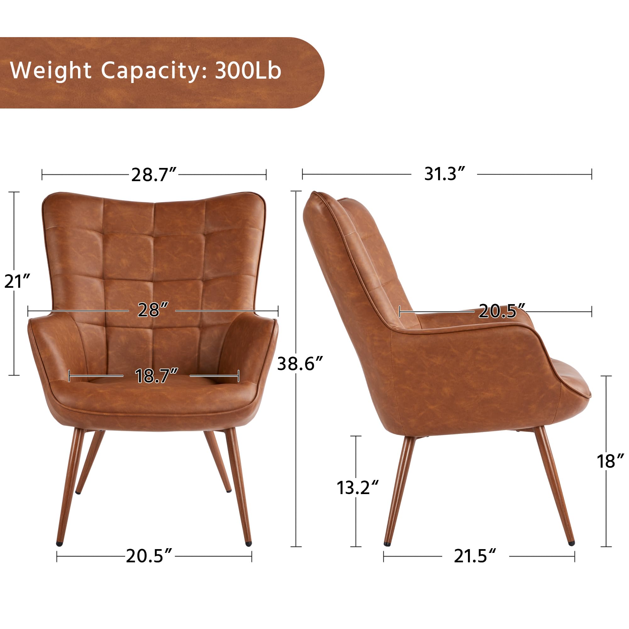 Yaheetech Genuine Leather Accent Chair - Modern Living Room Armchair with Sturdy Metal Legs for Bedroom, Office & Lounge - Comfortable Camel Brown Seating for Relaxing & Decor