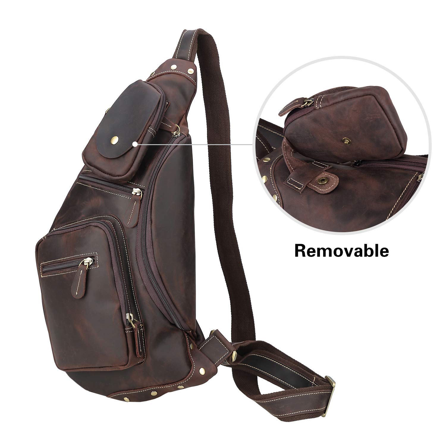 Polare Full Grain Leather Crossbody Sling Bag - Durable Chest Backpack for Men & Women - Perfect for Outdoor Camping, Hiking, Travel & Everyday Use