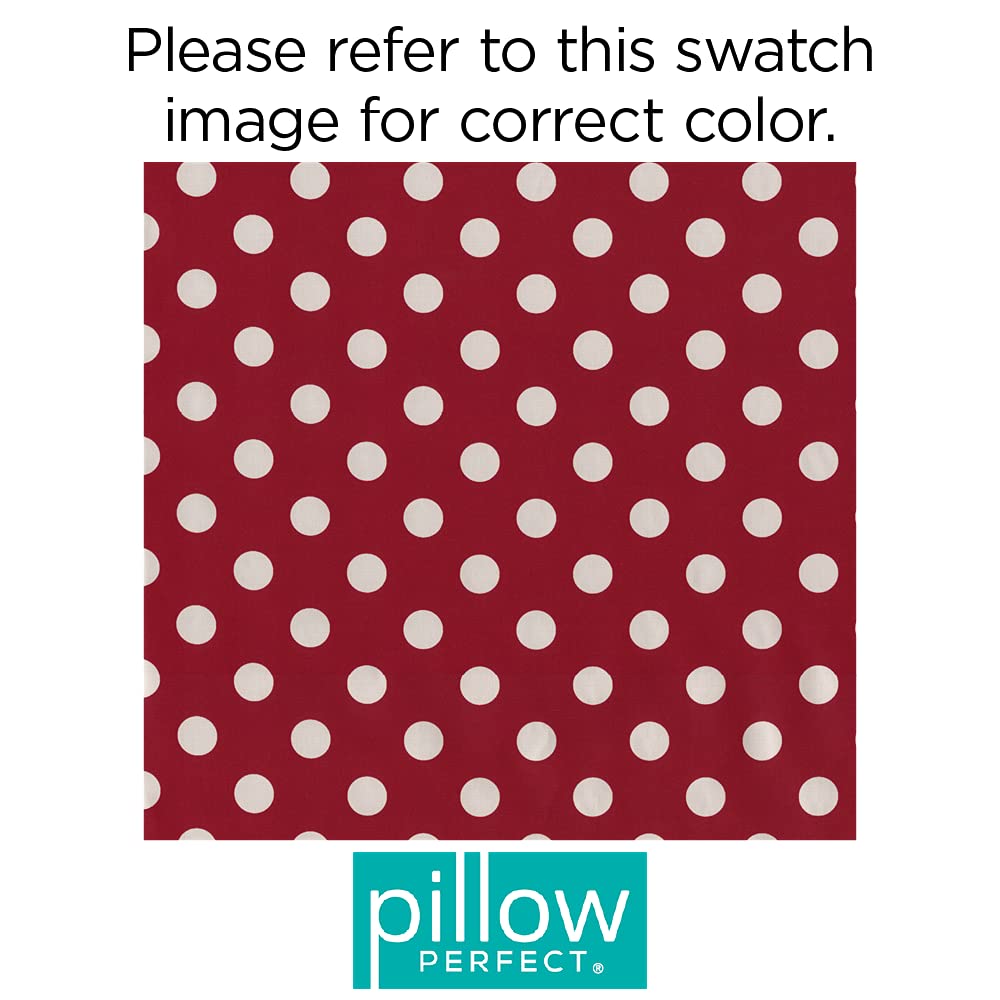Pillow Perfect Red Polka Dot Square Corner Seat Cushions 18.5x16 Inch - Set of 2 for Outdoor & Indoor Use - Perfect for Patio Chairs, Window Seats, and Reading Nooks