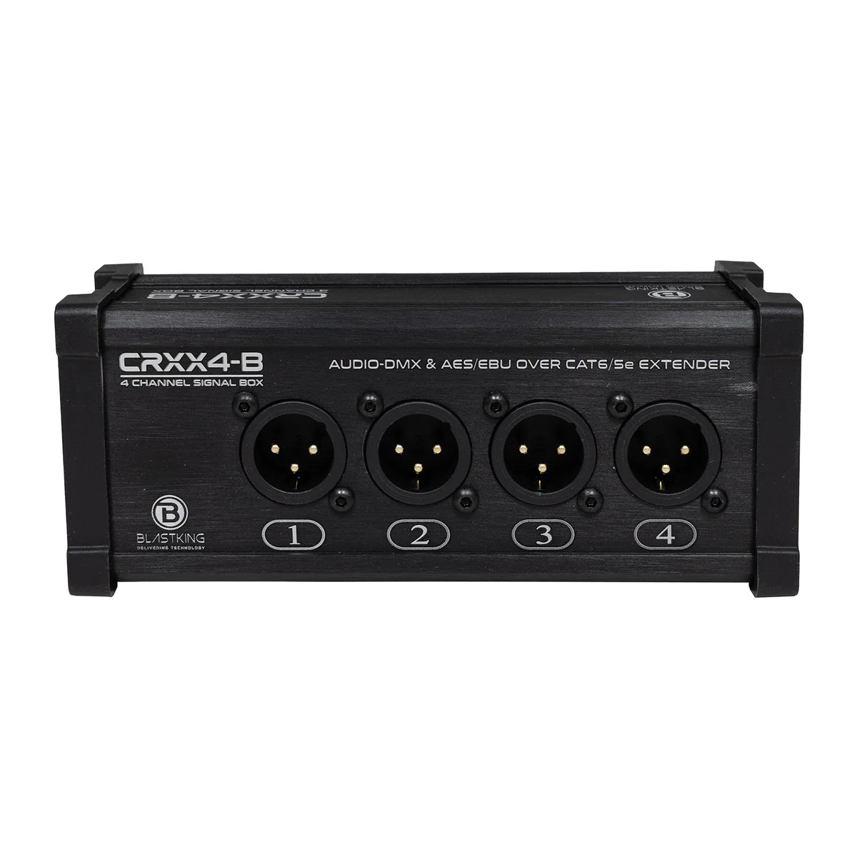 Blastking CRXX4 B 4 Channel XLR Male Receiver Box - Professional Audio DMX Extender over CAT6/5e Cable for Live Sound, Stage Lighting & Studio Equipment