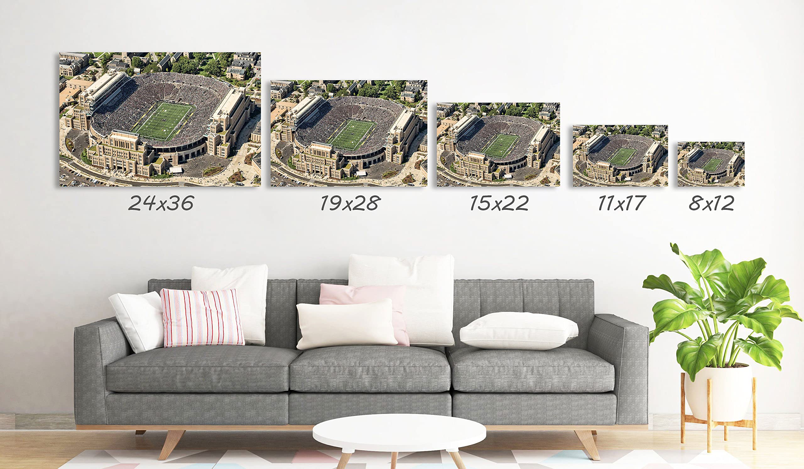 Notre Dame Stadium Canvas Wall Art - Framed Ready to Hang 24x36 Inch - Perfect for Living Room, Kitchen, Bedroom & Office Decor - College Football Fan Gift & Home Decoration