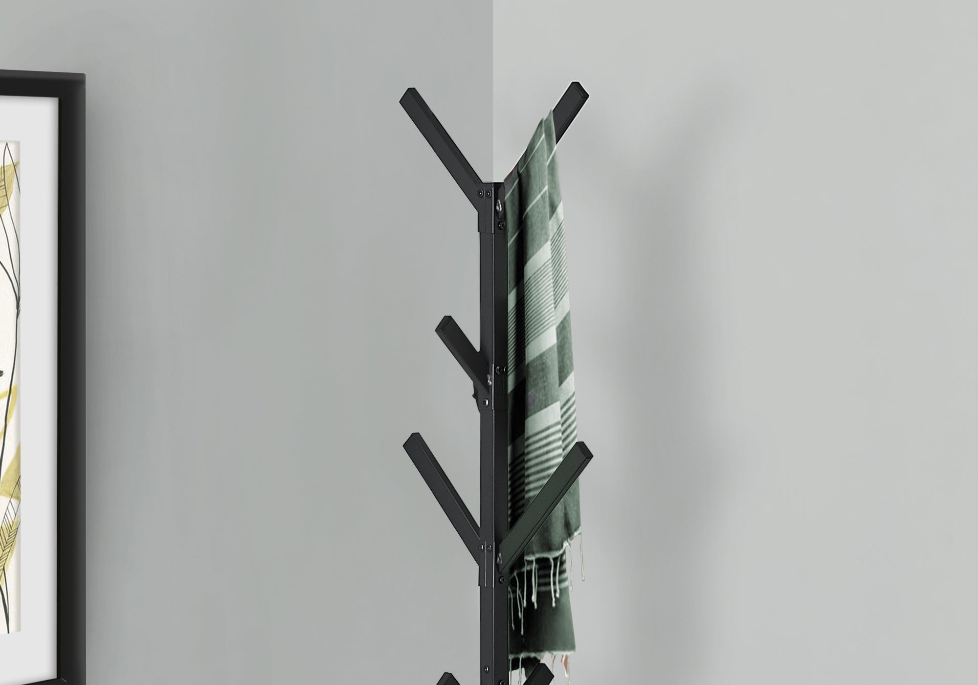 70H Black Metal Coat Rack - Heavy Duty Wall Mounted Coat Hanger for Jackets, Hats & Bags - Perfect for Entryway, Bedroom & Closet Organization
