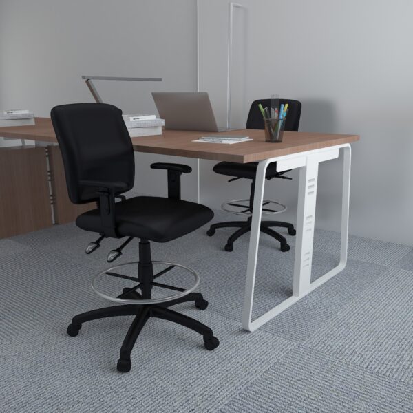 Boss Drafting Stool in Black Fabric - Adjustable Height Office Chair (Models B1635, B1636, B1637) for Home Office, Studio & Drafting Table Workspaces