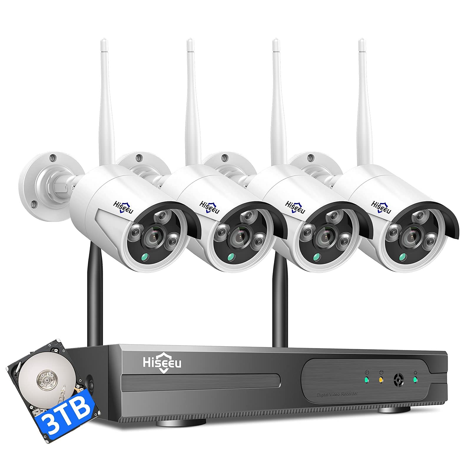 Hiseeu 8CH 4K Wireless Security Camera System with 3TB Hard Drive - Indoor/Outdoor Home Surveillance for Business & Property Protection