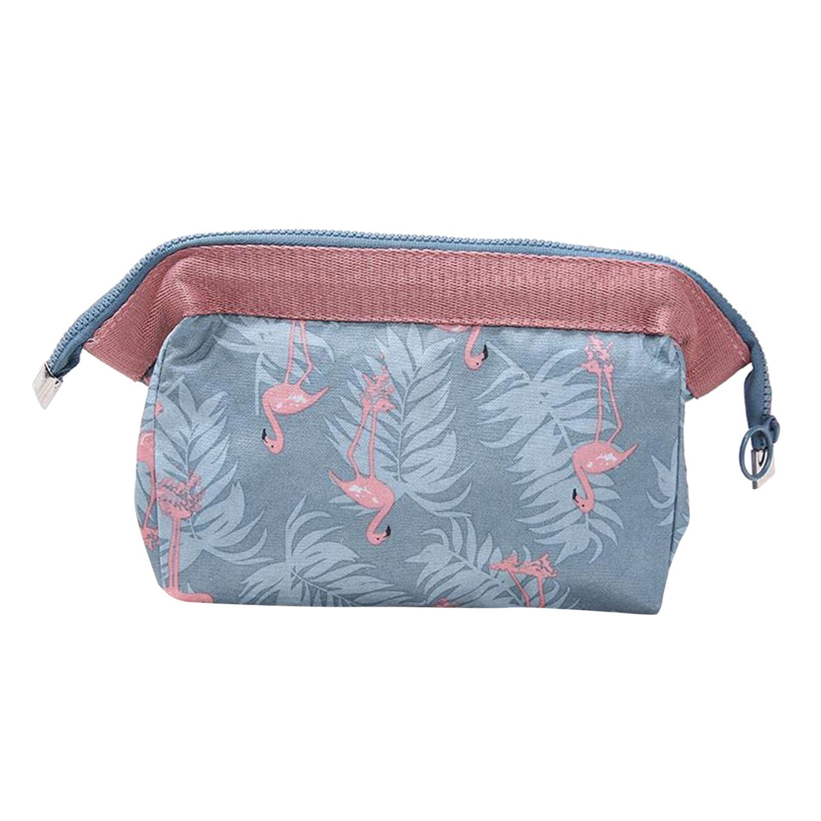 LOSA Women's Small Printed Makeup Bag - Funny Cute Cosmetic Pouch with Flamingo Design, Washable Toiletry Organizer for Travel, Gym & Daily Essentials Storage