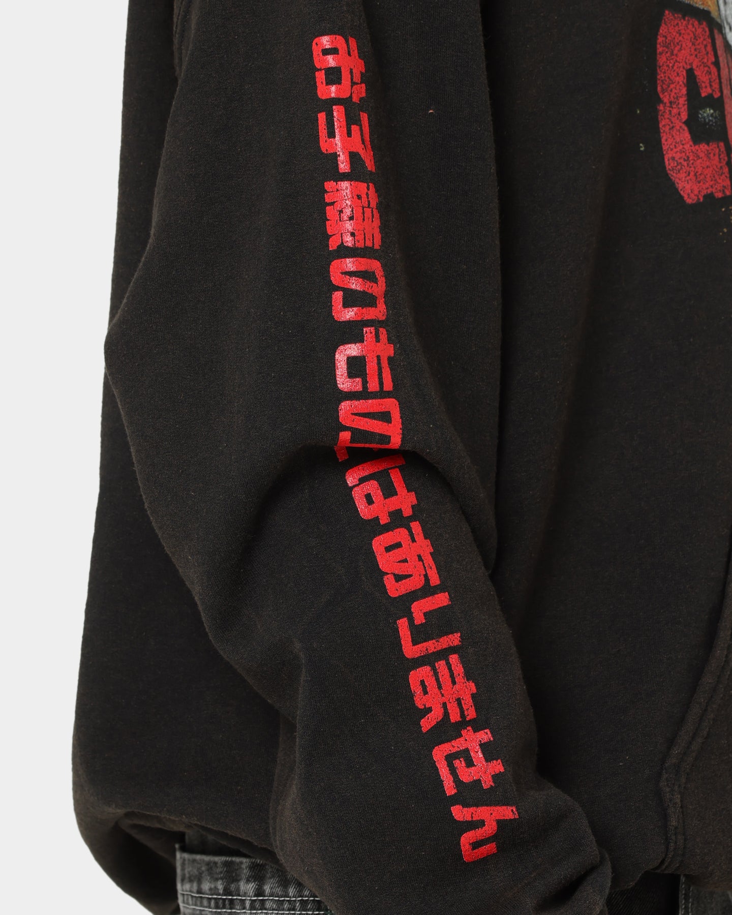 Vintage American Thrift Chicken Boom Hoodie - Black Distressed Wash - Retro Streetwear for Men & Women - Perfect for Casual Outfits, Urban Fashion, and 90s Style Lovers