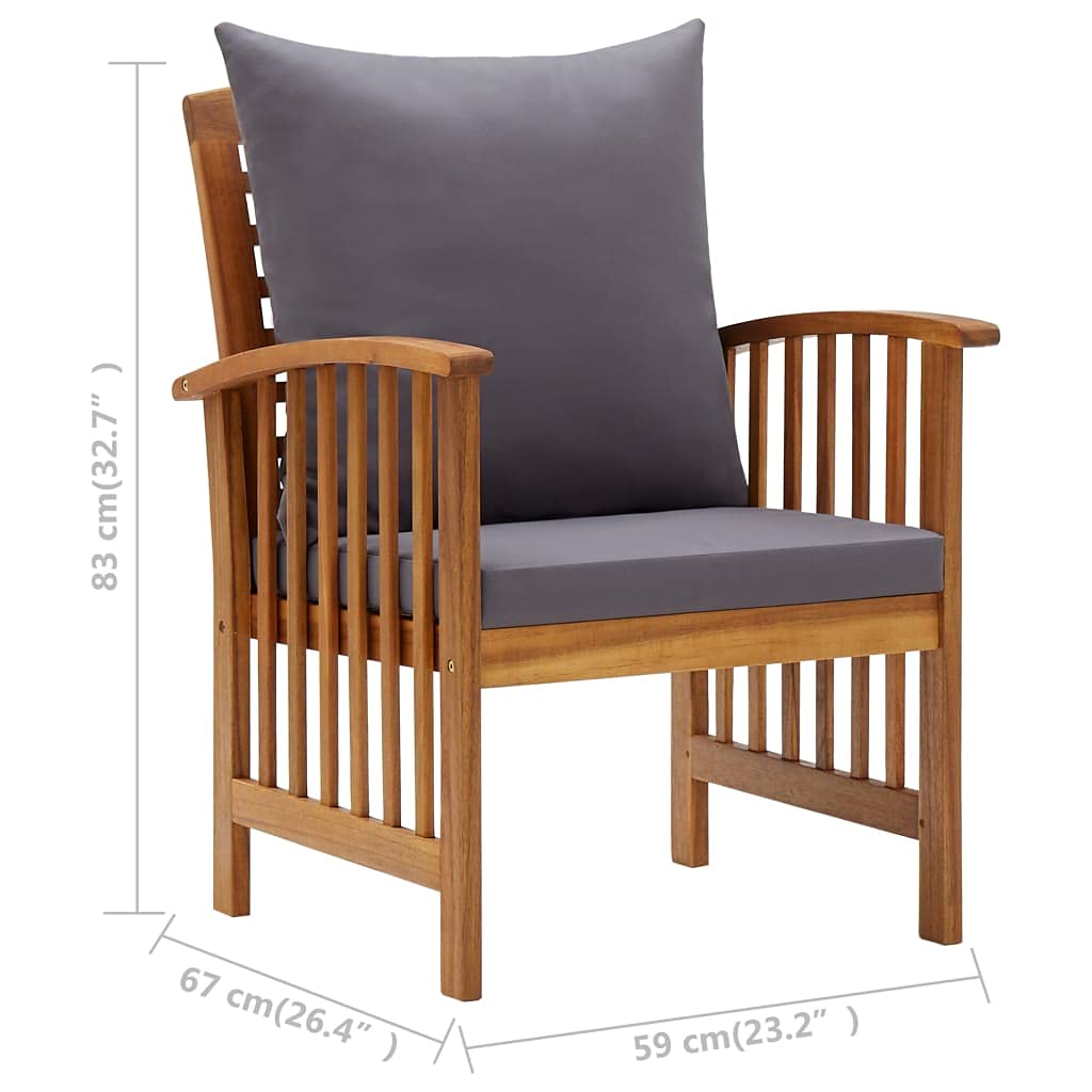5-Piece VidaXL Patio Furniture Set - Acacia Wood Bench Seat with Coffee Table - Modern Outdoor Dining Set for Garden, Balcony, Porch - Perfect for BBQs, Relaxing & Entertaining Guests
