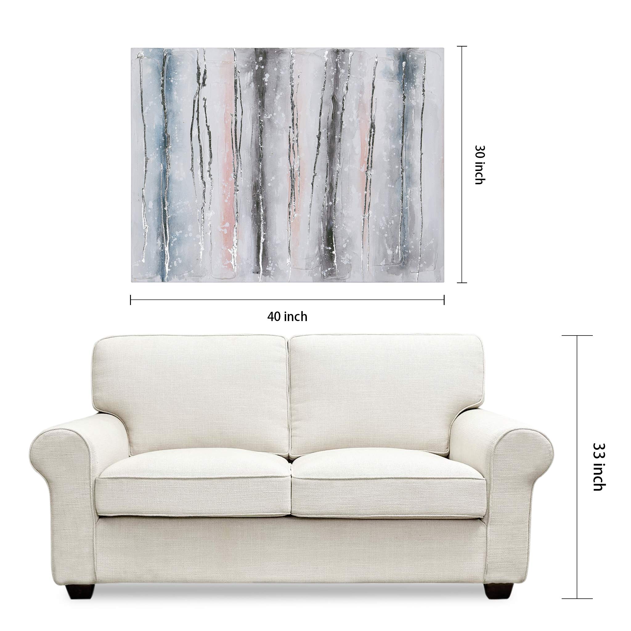 Martin Edwards Hand Painted Abstract Wall Art - Textured Blue Roads Canvas Painting 40x30 Inches, Unframed Modern Home Decor for Living Room, Bedroom & Office