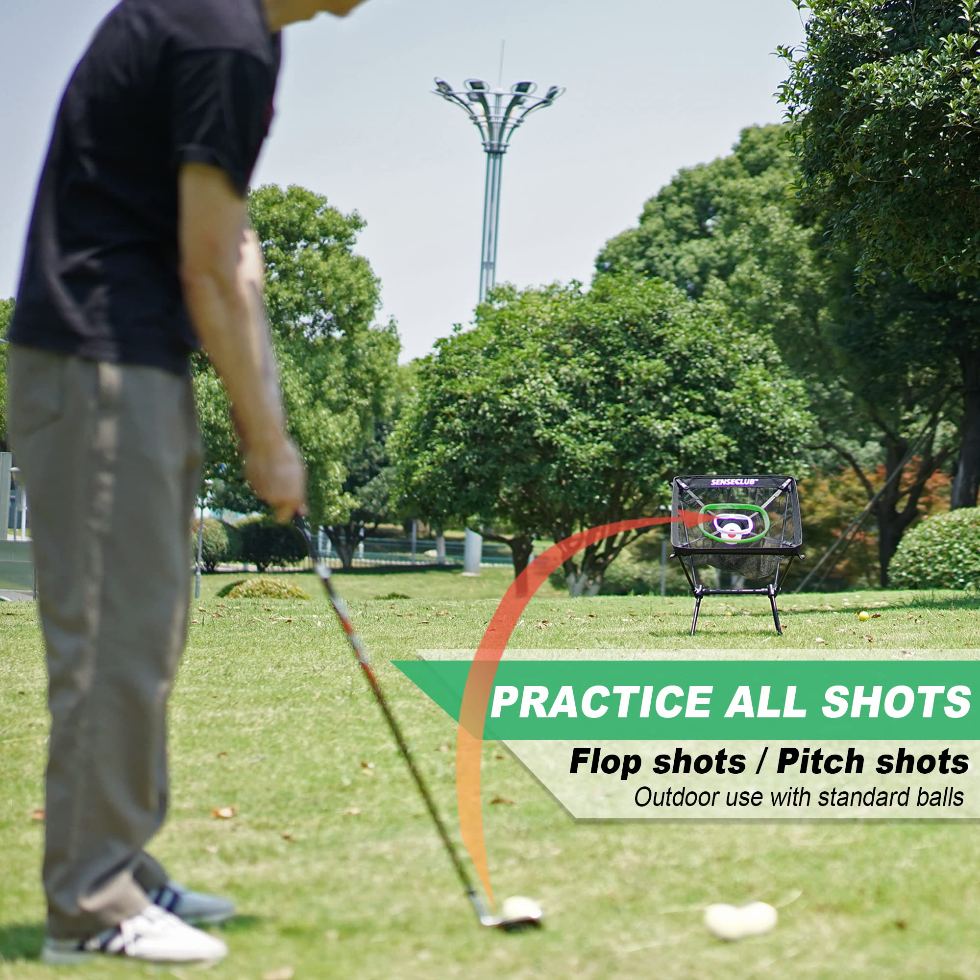 Premium Golf Chipping Net & Practice Green Set - Backyard Training Net with Mat, Target & Balls - Perfect for Outdoor Golf Games, Gifts & Backyard Practice