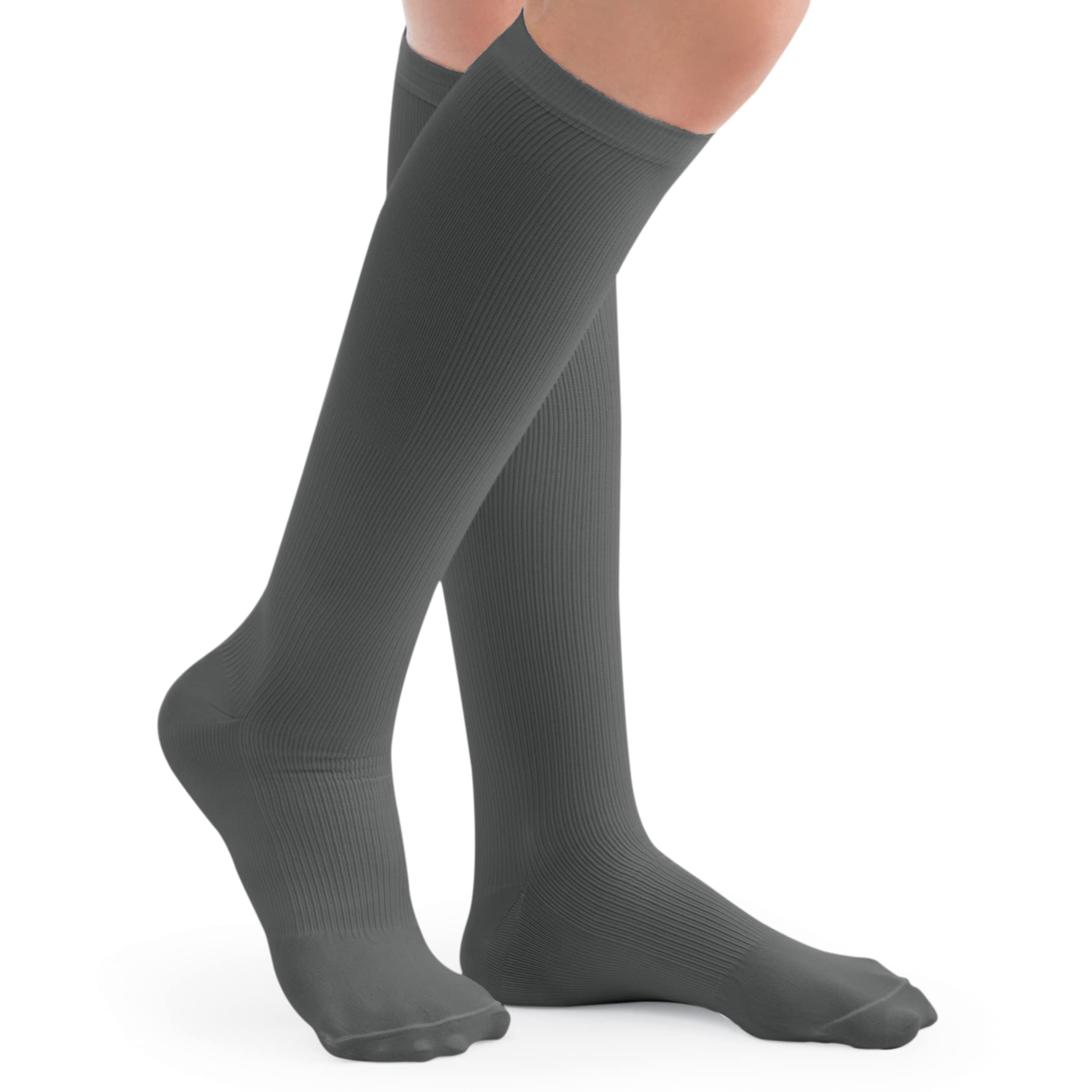 Men's Compression Socks 15-20 mmHg Moderate Support - Grey XL - Made in USA - Ideal for Travel, Work & Varicose Vein Relief