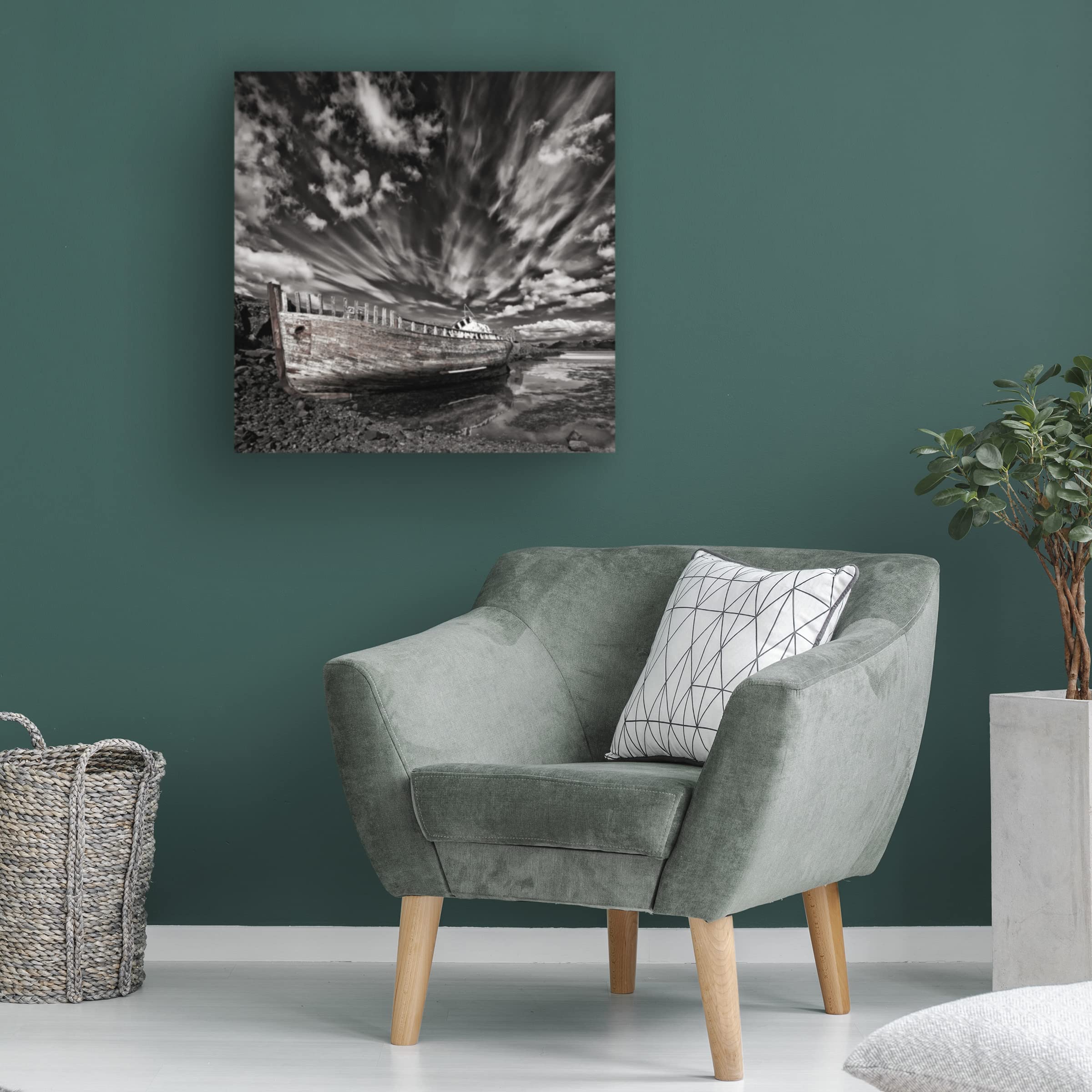 Trademark Fine Art 'Resting There Mono' Canvas Wall Art Print by Torsteinn H. Ingibergsson - Modern Abstract Landscape Painting for Living Room, Bedroom & Office Decor