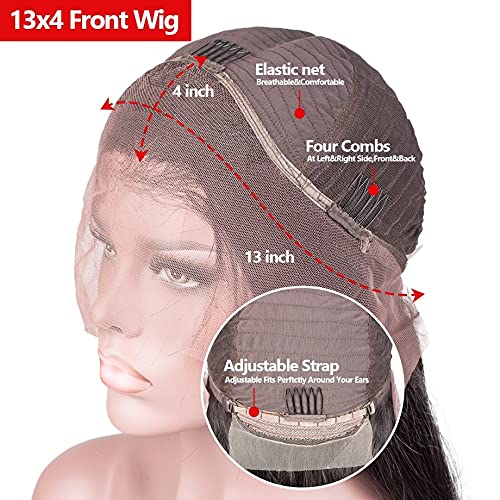 99J Burgundy Wine Red 13x4 Lace Front Wig - 26 Inch Brazilian Human Hair, Silky Straight Remy Virgin Hair 180% Density, Pre-Plucked Transparent Lace | Perfect for Daily Wear, Cosplay & Special Occasions