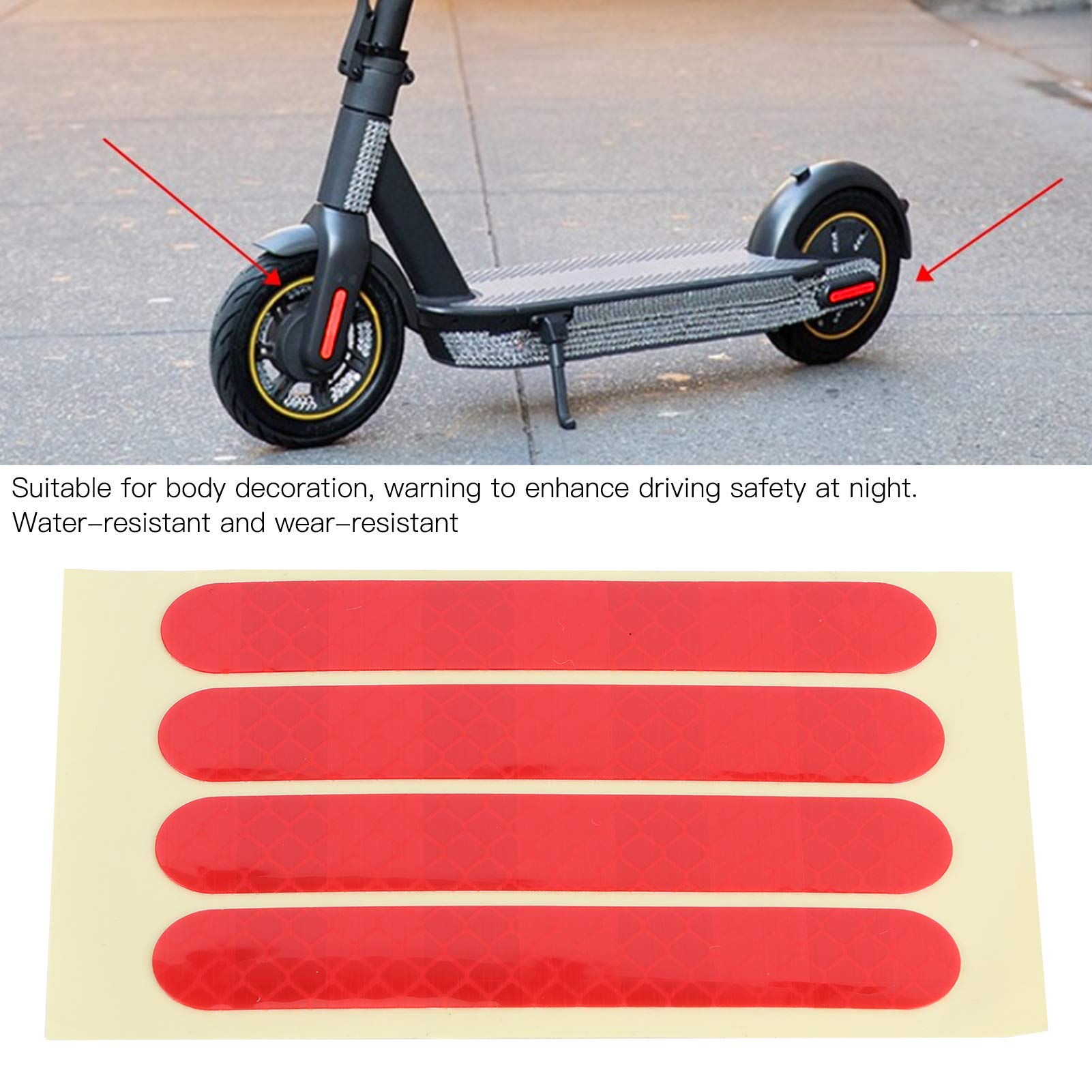 Keenso Electric Scooter Reflective Stickers - 4Pcs Rear Wheel Decals for Ninebot G30 - High Visibility Safety Stickers for Night Riding & Urban Commuting