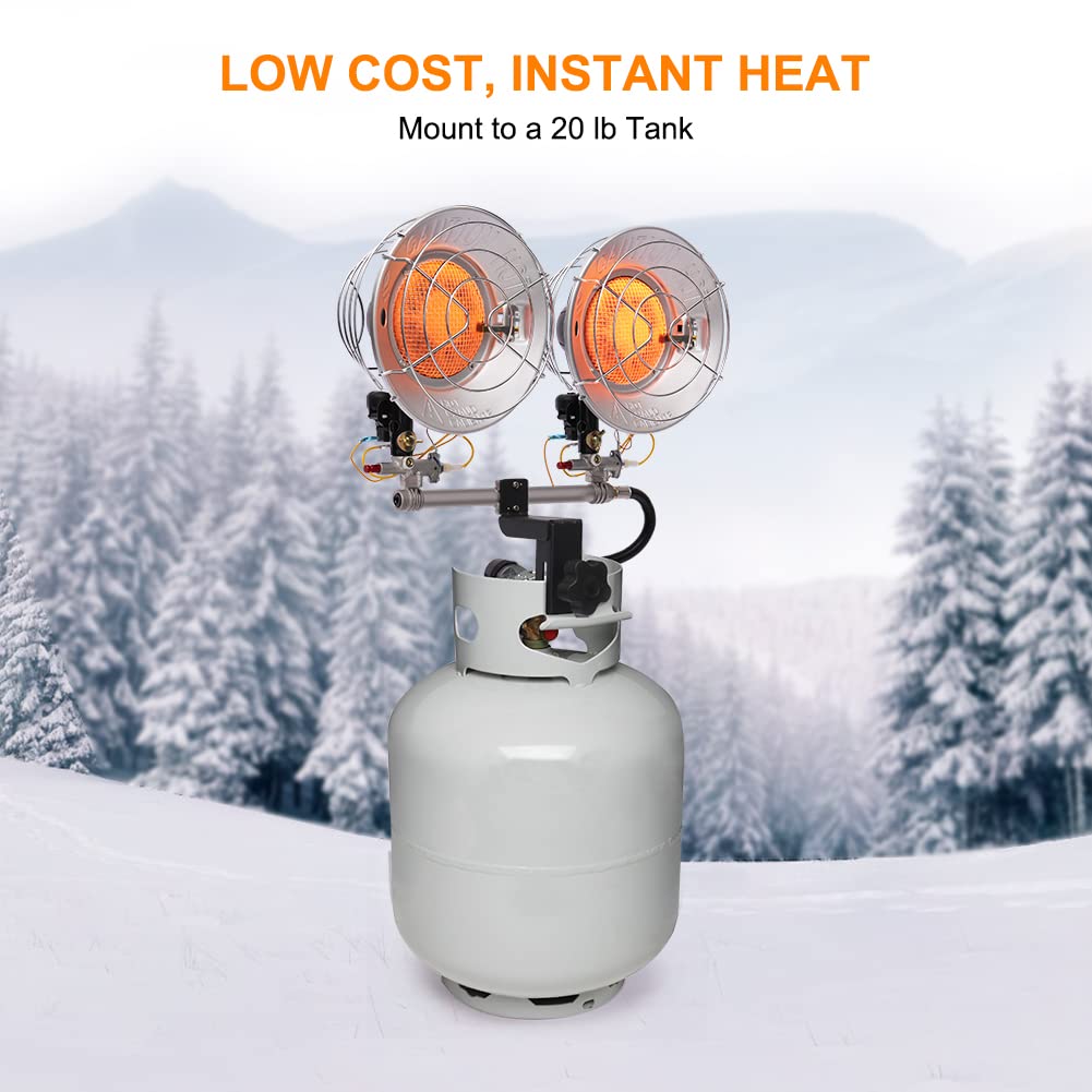 Camplux 30,000 BTU Propane Tank Top Heater - Outdoor Double Burner Steel Heater with Safety Tip-Over Switch for Garage, Workshop, Camping & Hunting | Portable Heating Solution for Patio, RV & Job Sites