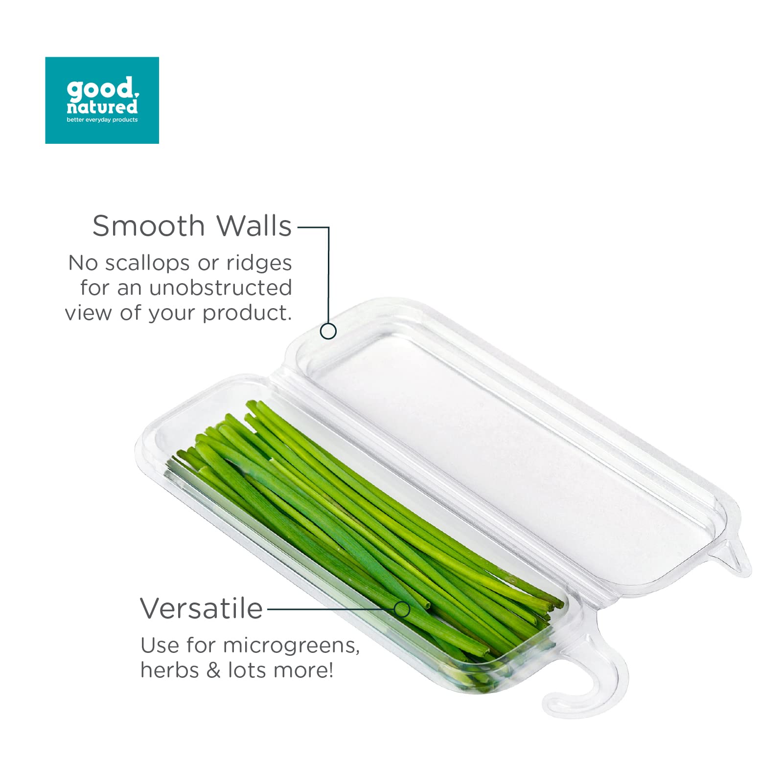 Good Natured 325-Pack 0.25 oz Hanging Fresh Herb Containers - 99% Plant-Based Clear BPA-Free Clamshell Packaging for Restaurants, Grocery Stores & Meal Prep
