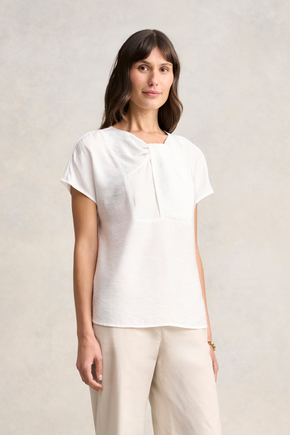 Texture Twist Blouse - Elegant Chalk-Colored Women's Top for Work & Casual Wear | Perfect for Office, Date Night & Everyday Outfits