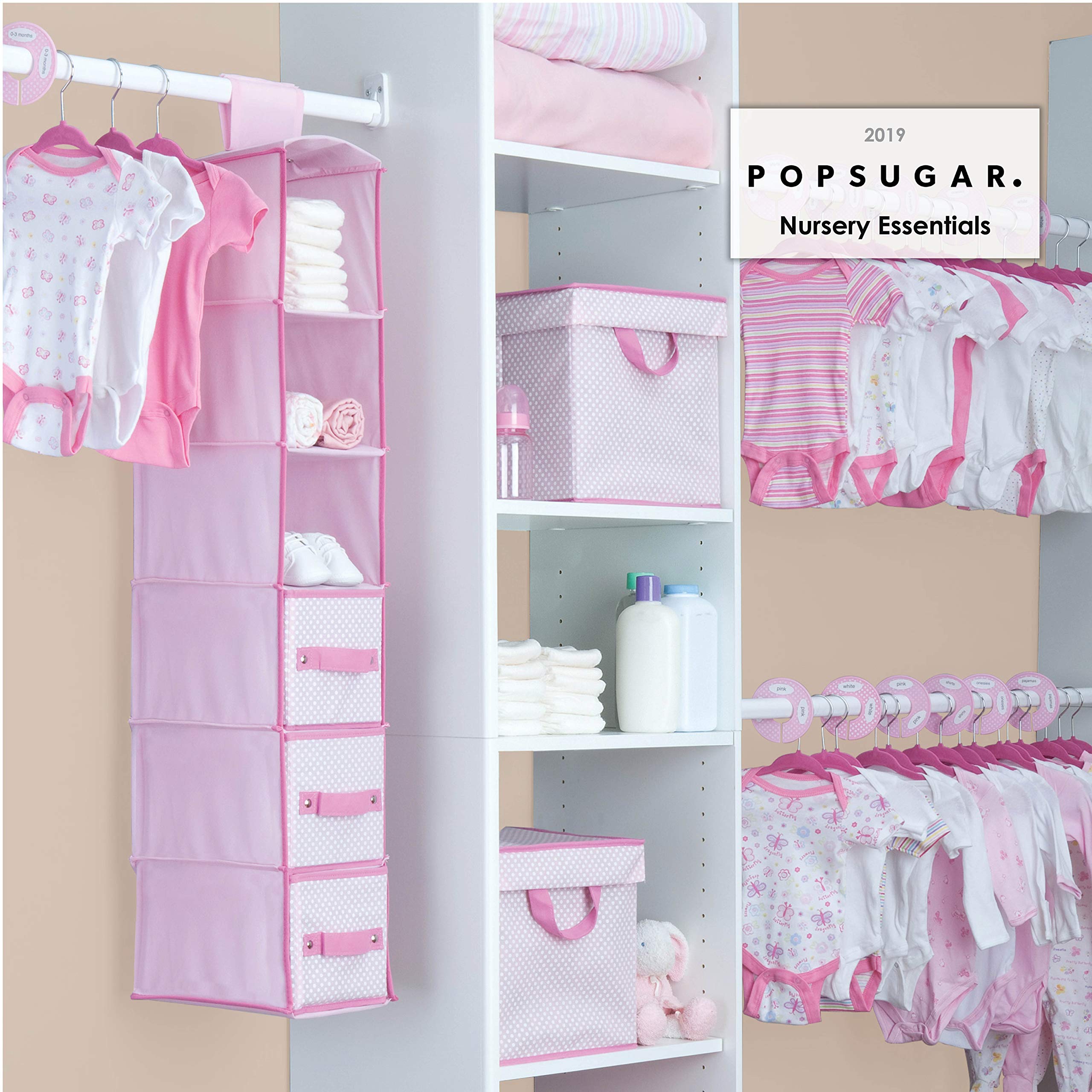 Delta Children 48-Piece Nursery Storage Set - Easy Organization Solution for Baby Clothes & Toys | Keep Bedroom, Nursery & Closet Tidy in Barely Pink | Perfect for Newborn Essentials & Toddler Room Organization