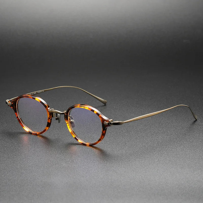Stylish Unisex Black Titanium Acetate Eyeglasses - Oval Round Full Rim Frame 34182 | Perfect for Work, Reading & Fashion Accessories