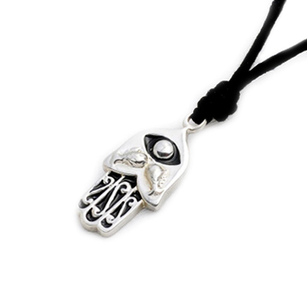 Handmade Hamsa Silver Pewter Charm Necklace - Spiritual Protection Pendant for Women & Men - Perfect for Yoga, Meditation & Boho Fashion