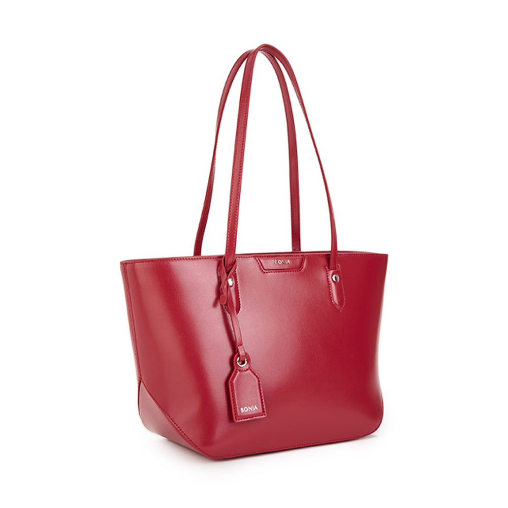 BONIA Genuine Leather Carryall Handbag for Women - Stylish Red Tote Bag - Perfect for Work, Travel & Everyday Use