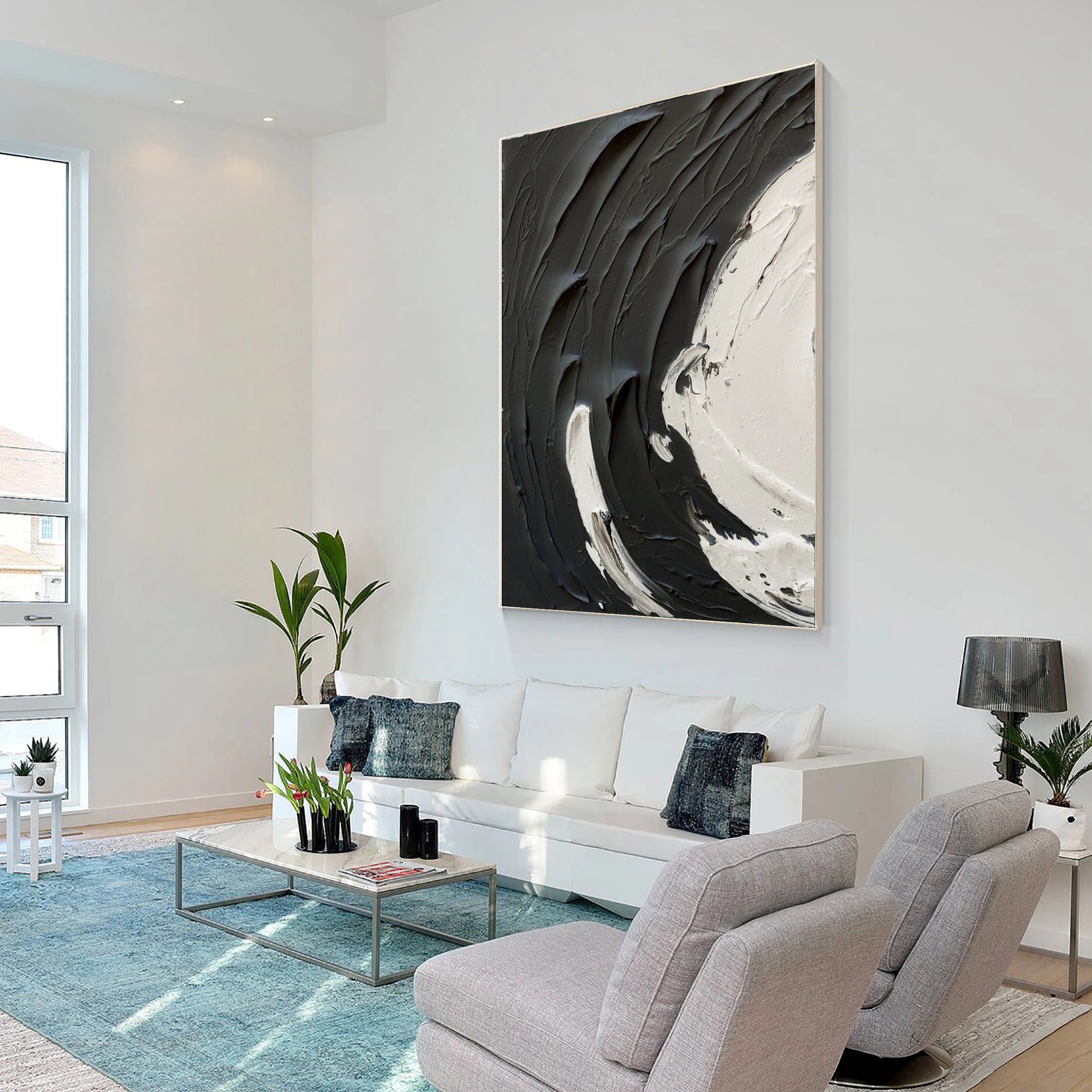 Black and White Textured Minimalist Wall Art Print #MZ071 - Modern Home Decor for Living Room, Bedroom & Office