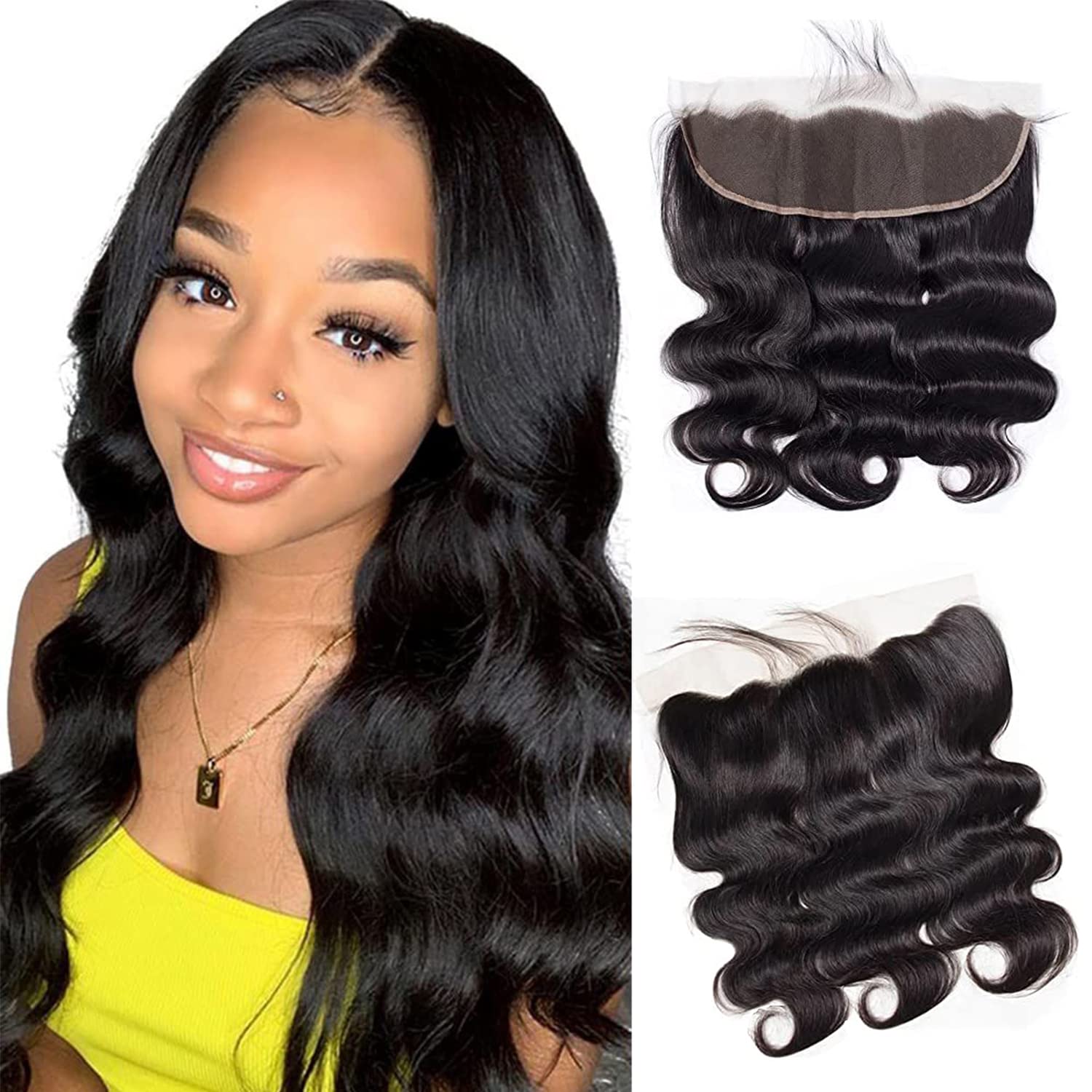 Selina 13x4 HD Lace Frontal Closure - Brazilian Body Wave Human Hair - Transparent Lace - Natural Black (18 Inch) | Perfect for Protective Styles, Weaves & Natural Hair Extensions