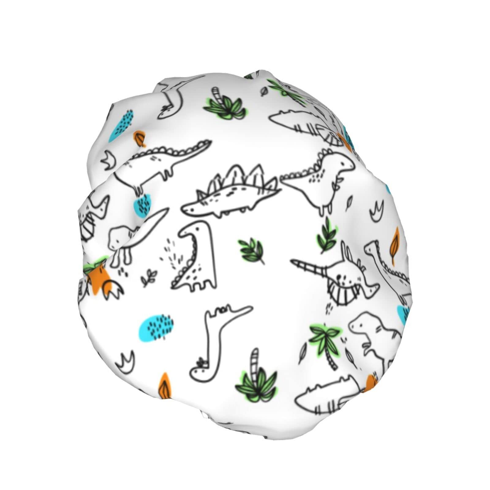 Dinosaur Print Reusable Waterproof Shower Cap for Women - Double Layer Bath Hair Protector for Swimming, Spa & Salon Use