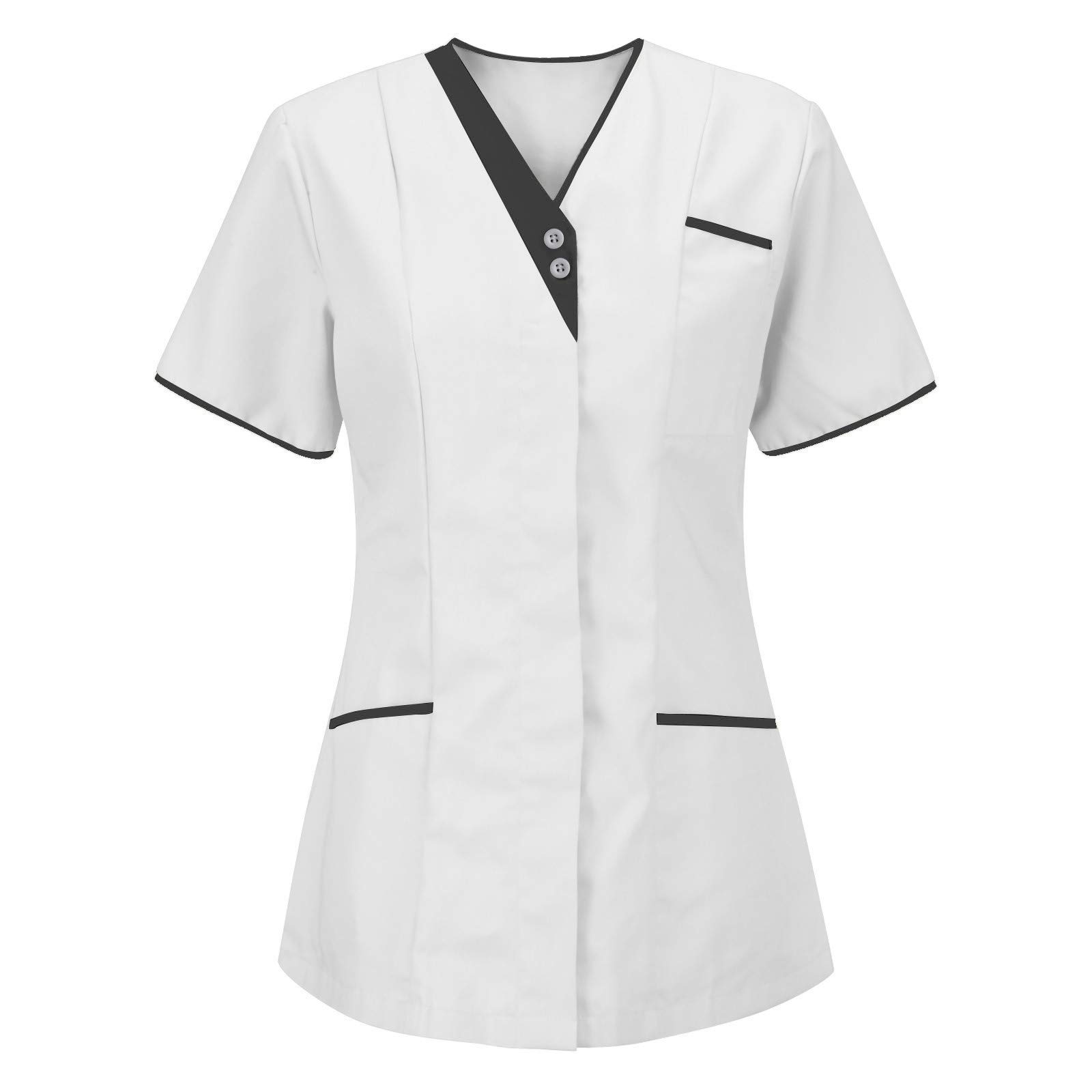 Women's Short Sleeve V-Neck Printed Work T-Shirt - White Off Shoulder Blouse for Office, Casual Wear & Summer Outfits