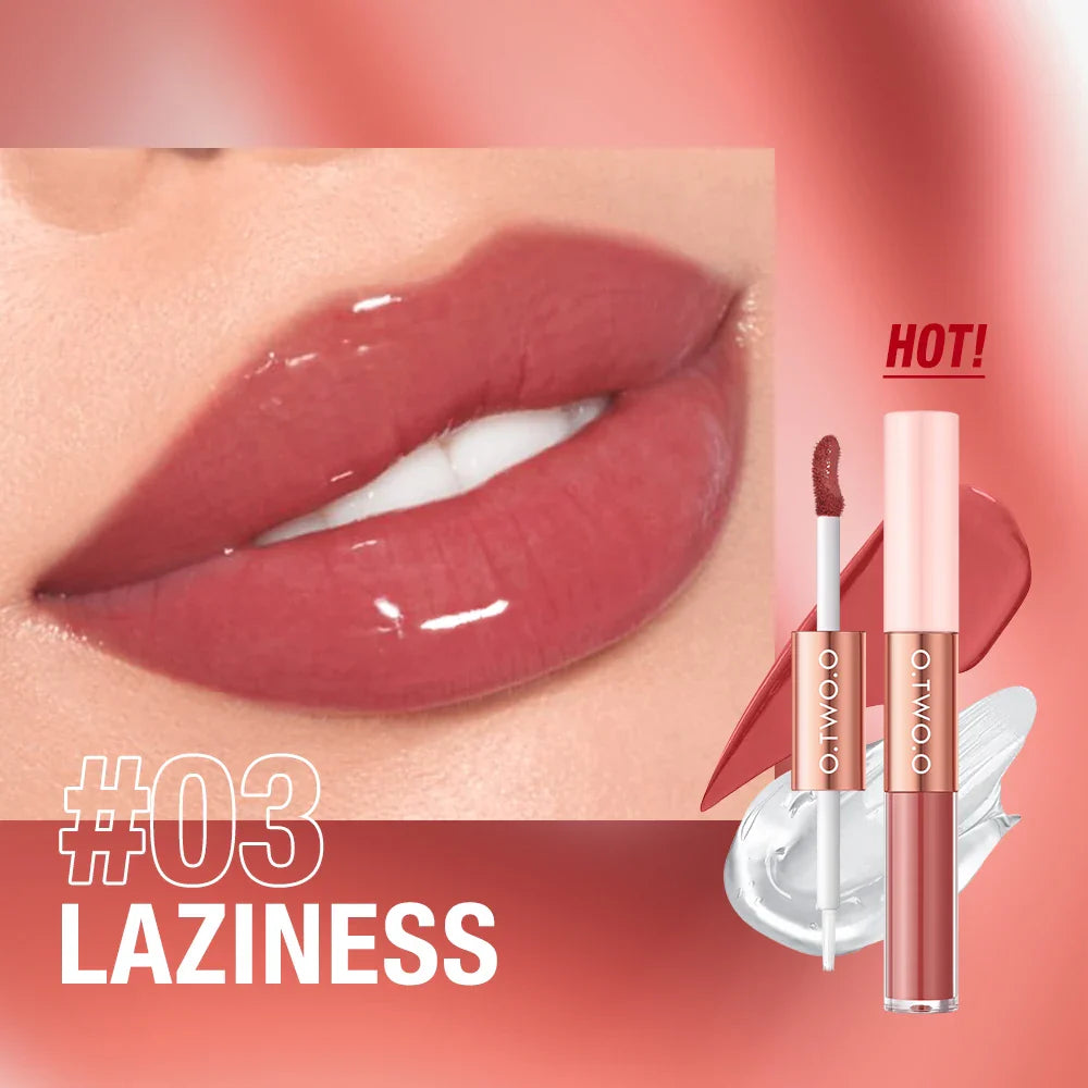Long-Lasting Double Lip Gloss & Tint - Hydrating Plumping Lipstick with High Shine & Rich Pigment - Perfect for Date Night, Parties & Everyday Wear