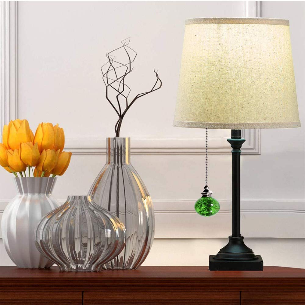 2PCS 21 Inches Green Ball Beaded Ceiling Fan Pull Chain Extender - Perfect for High Ceilings, Hard-to-Reach Fans & Home Decor Upgrade